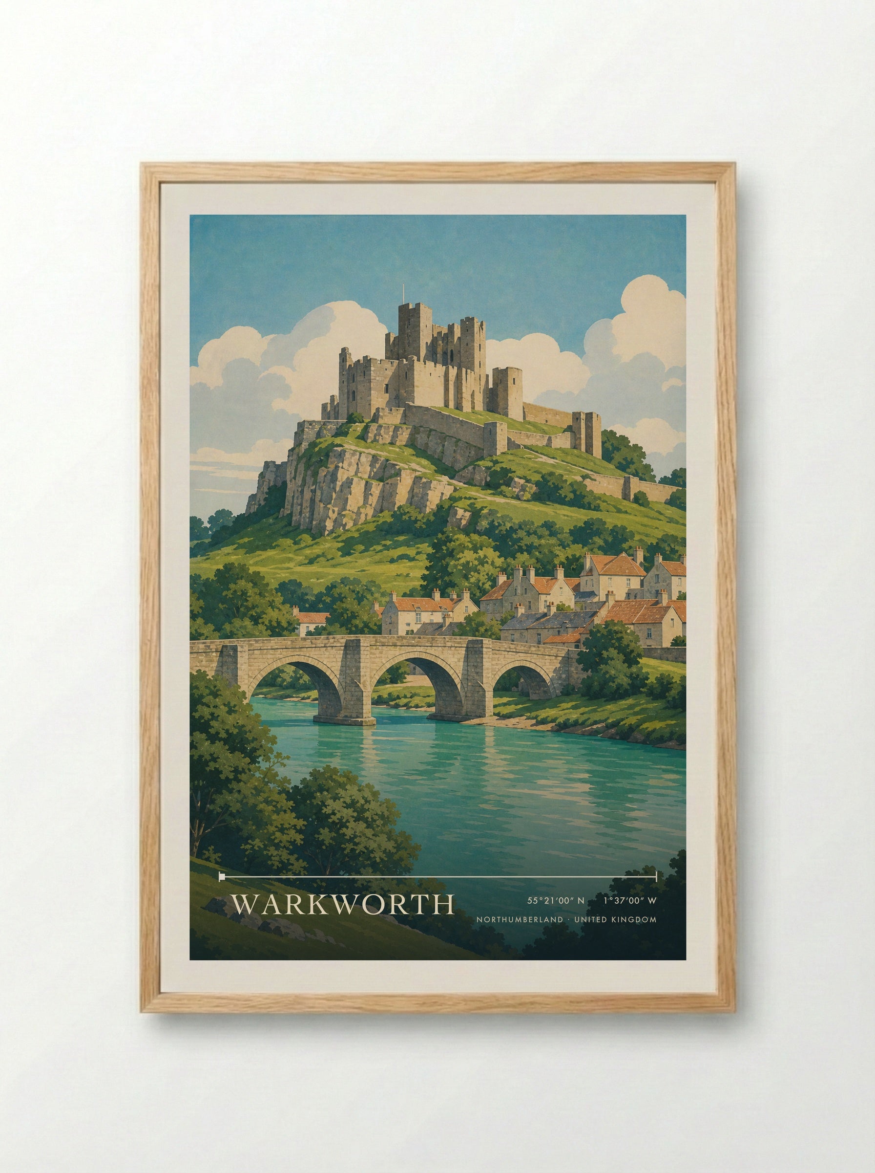 Warkworth Northumberland United Kingdom Travel Poster - Framed Print Wood