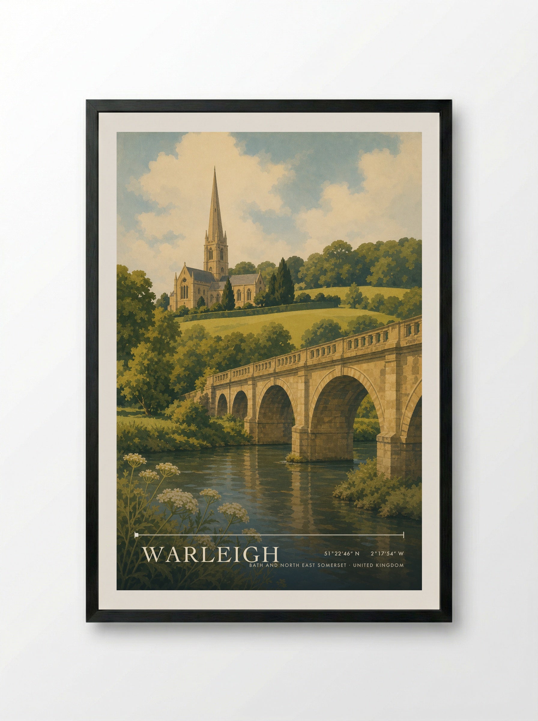 Warleigh Bath and North East Somerset United Kingdom Travel Poster - Framed Print Black