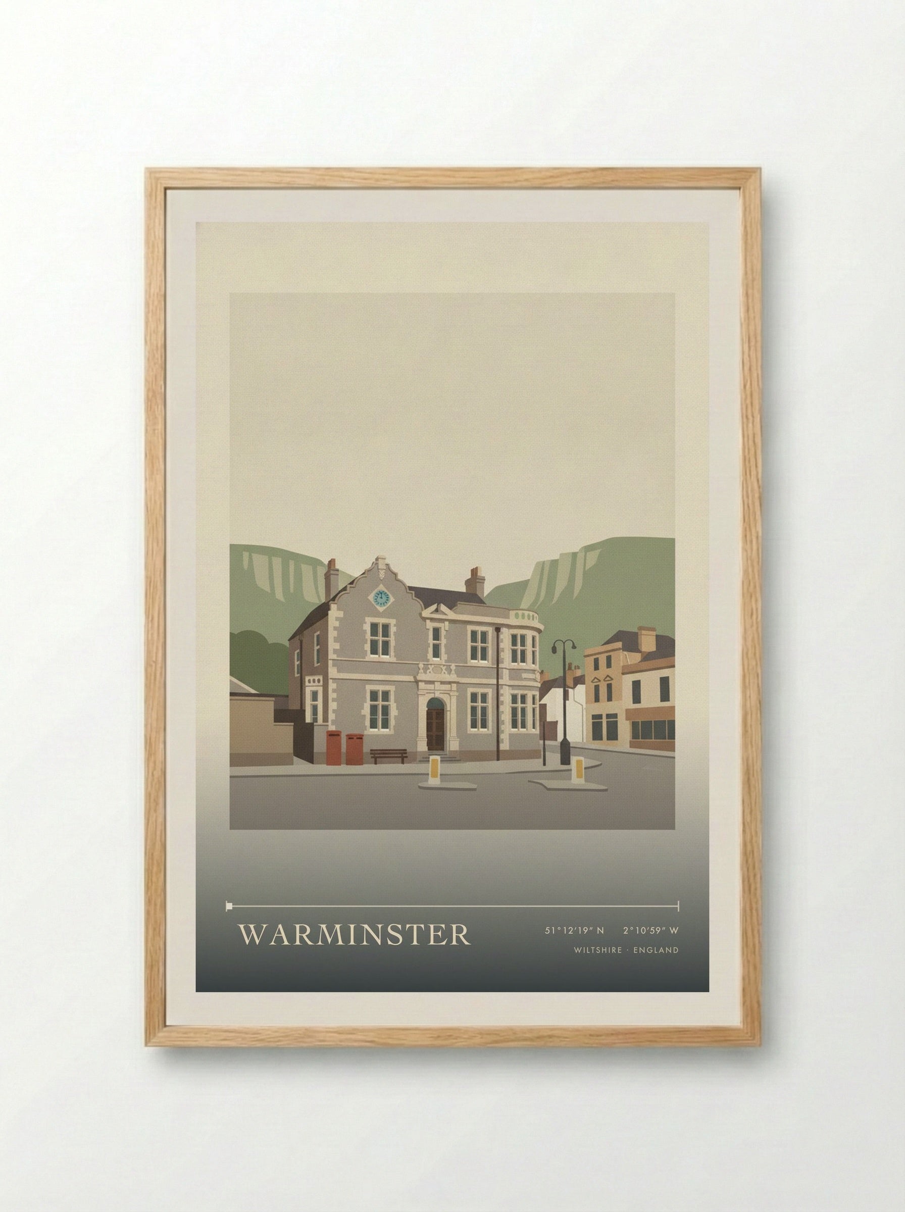 Warminster Wiltshire England Travel Poster - Framed Print Wood