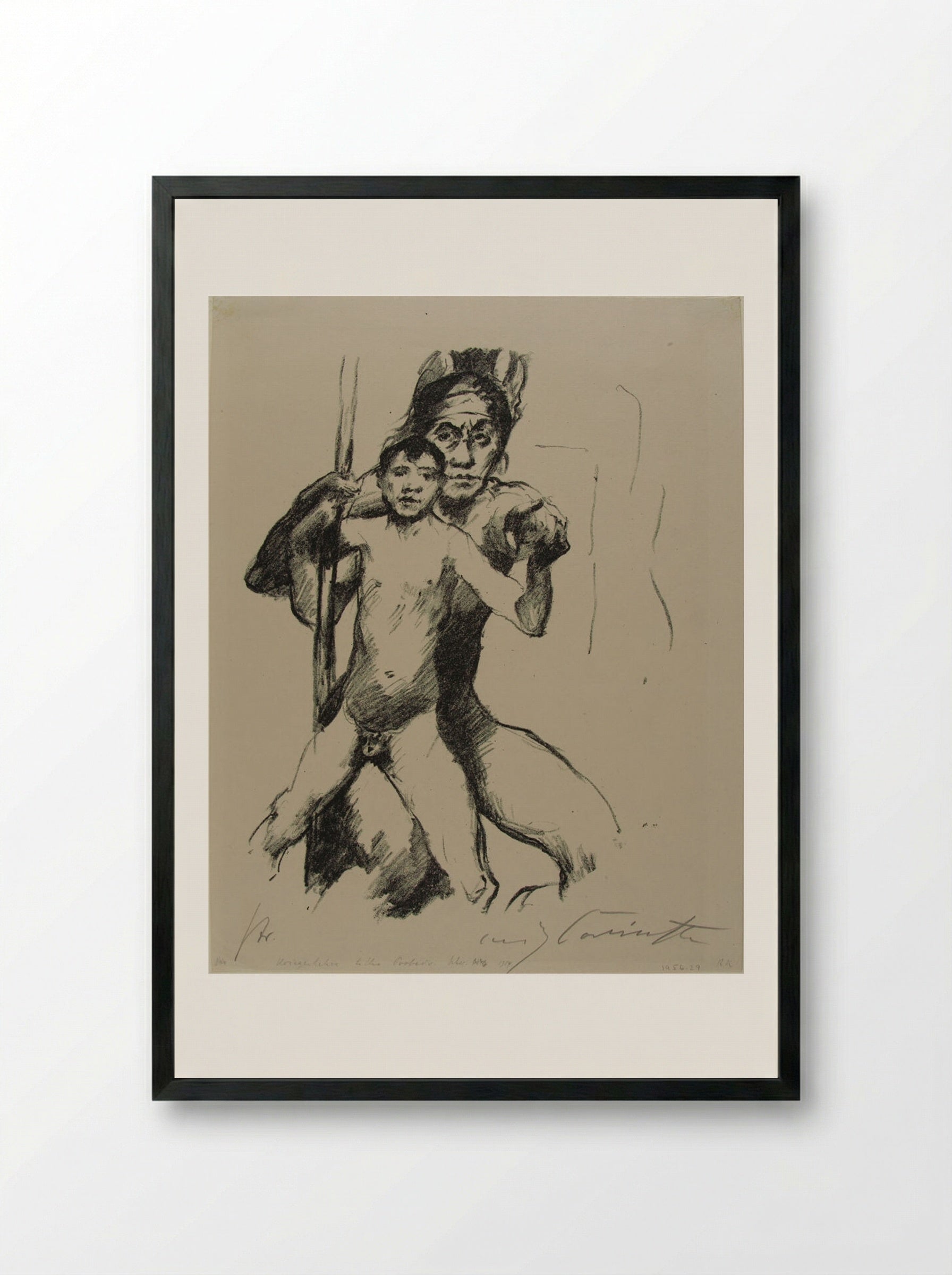 Warrior's Lesson - Lovis Corinth - Framed Print Black