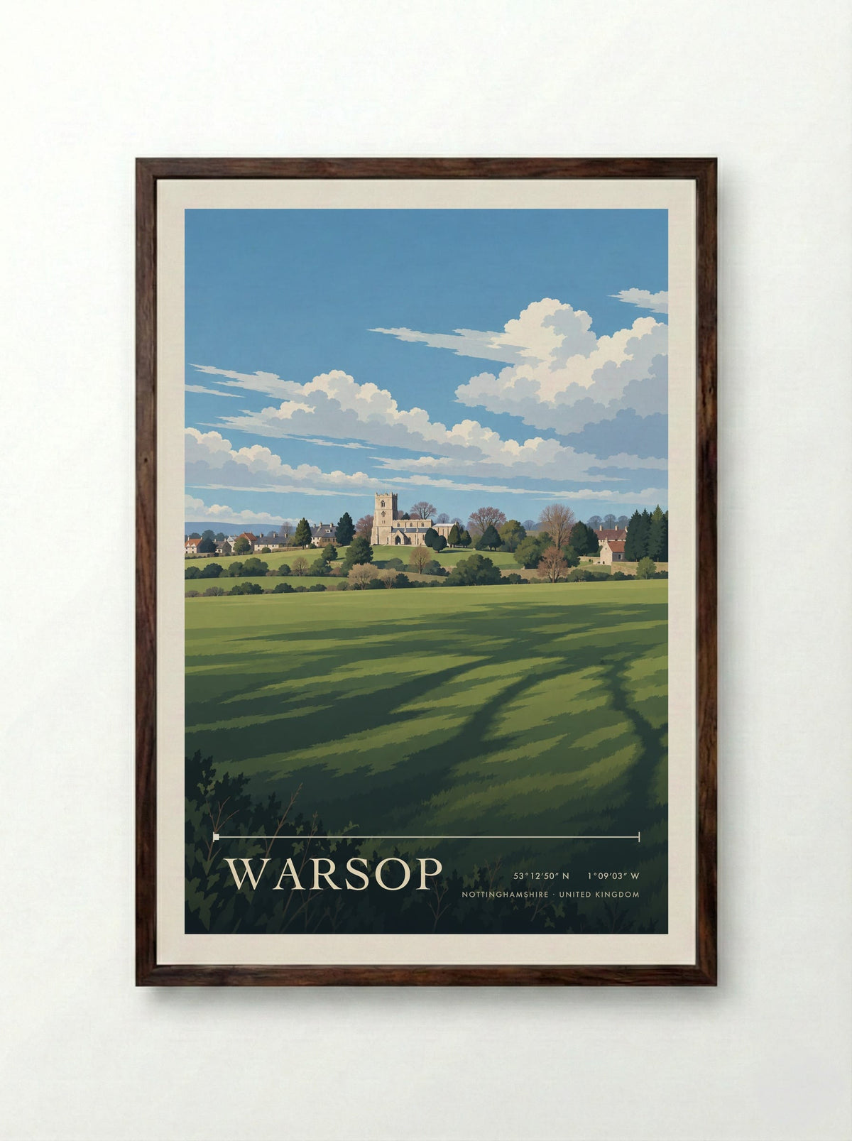 Warsop, Nottinghamshire | Travel Poster - Framed Print Dark Wood