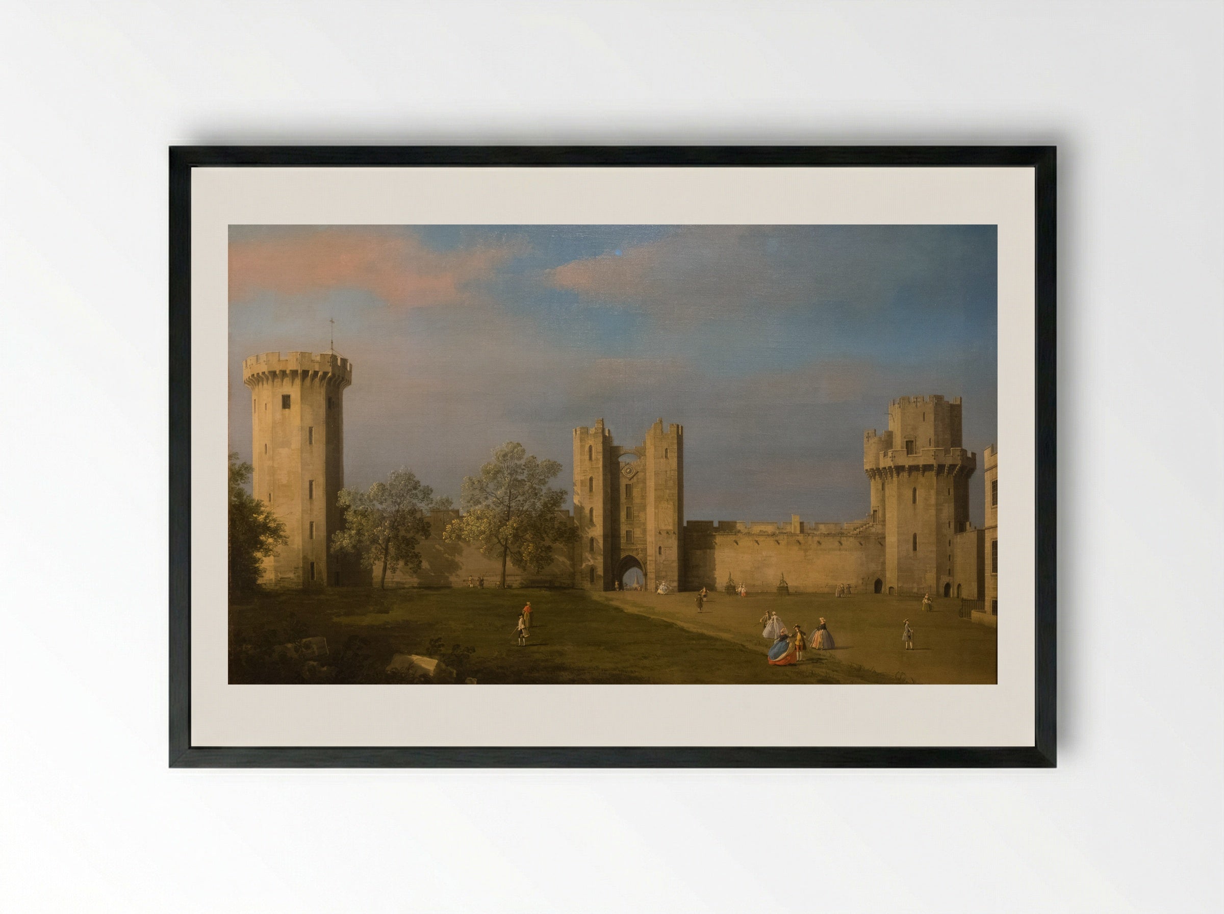 Warwick Castle: the East Front - Canaletto - Framed Print Black