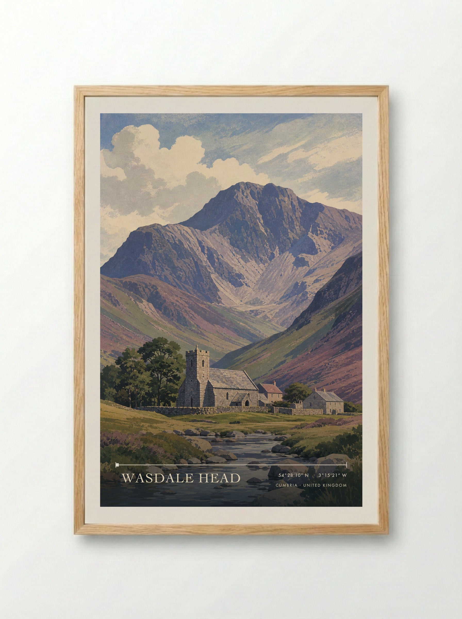 Wasdale Head Cumbria United Kingdom Travel Poster - Framed Print Wood