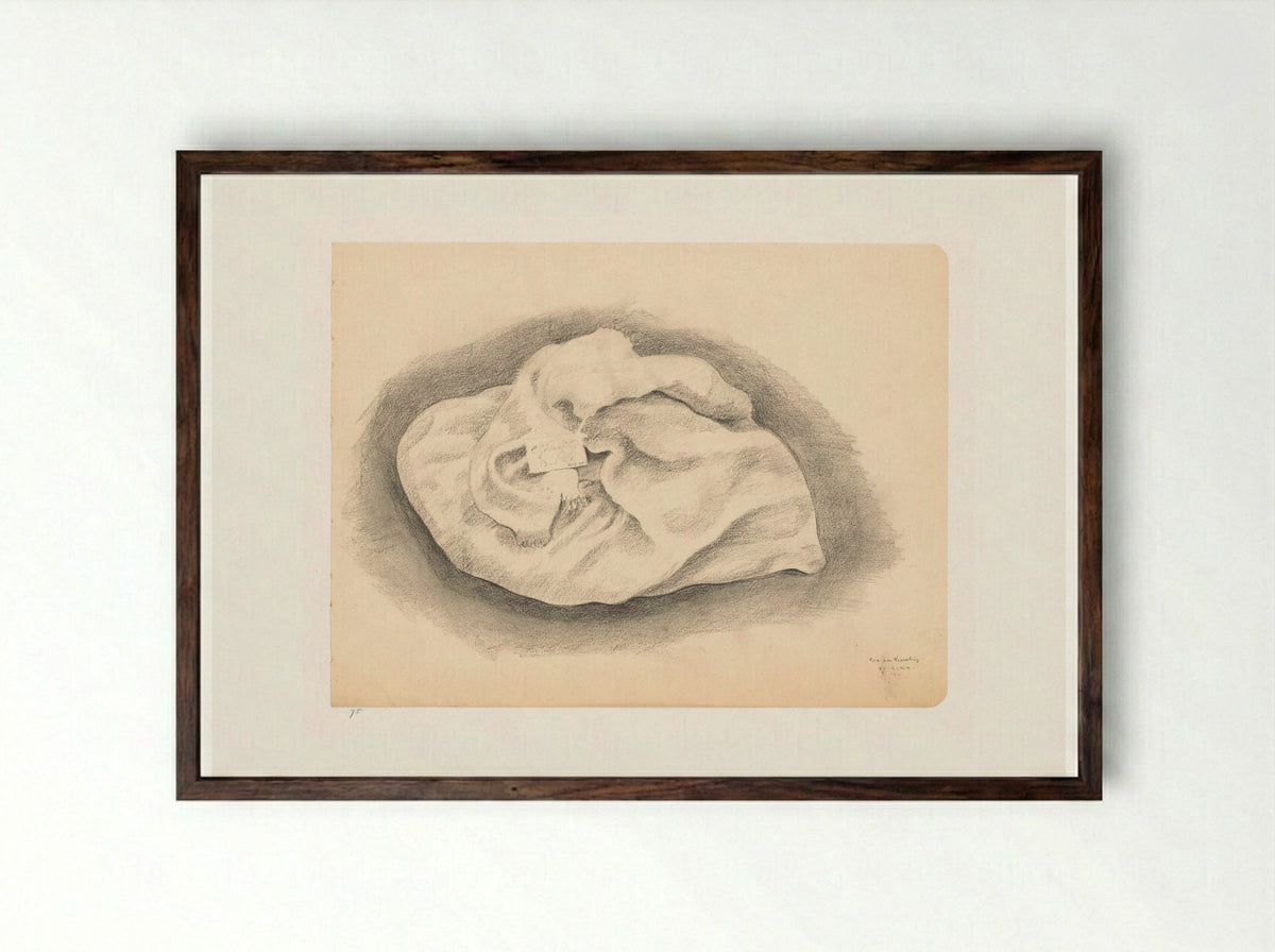 Wasgoed met briefje - Cor van Teeseling - Framed Print Dark Wood