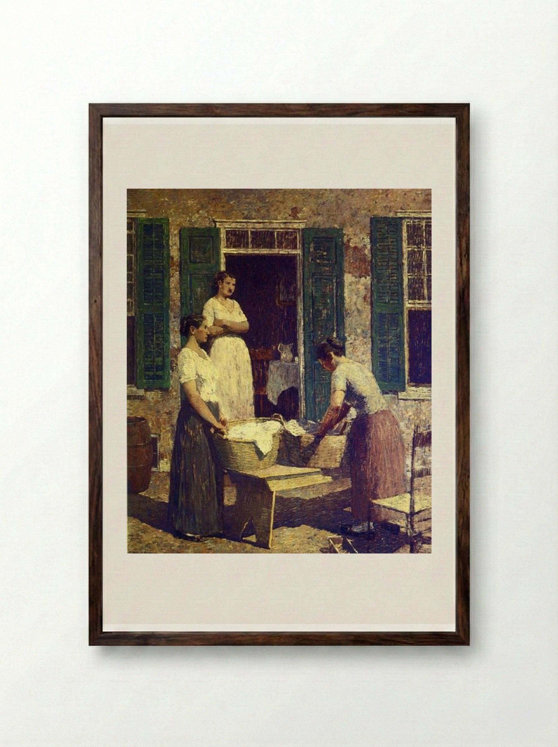 Washday - Robert Spencer - Framed Print Dark Wood
