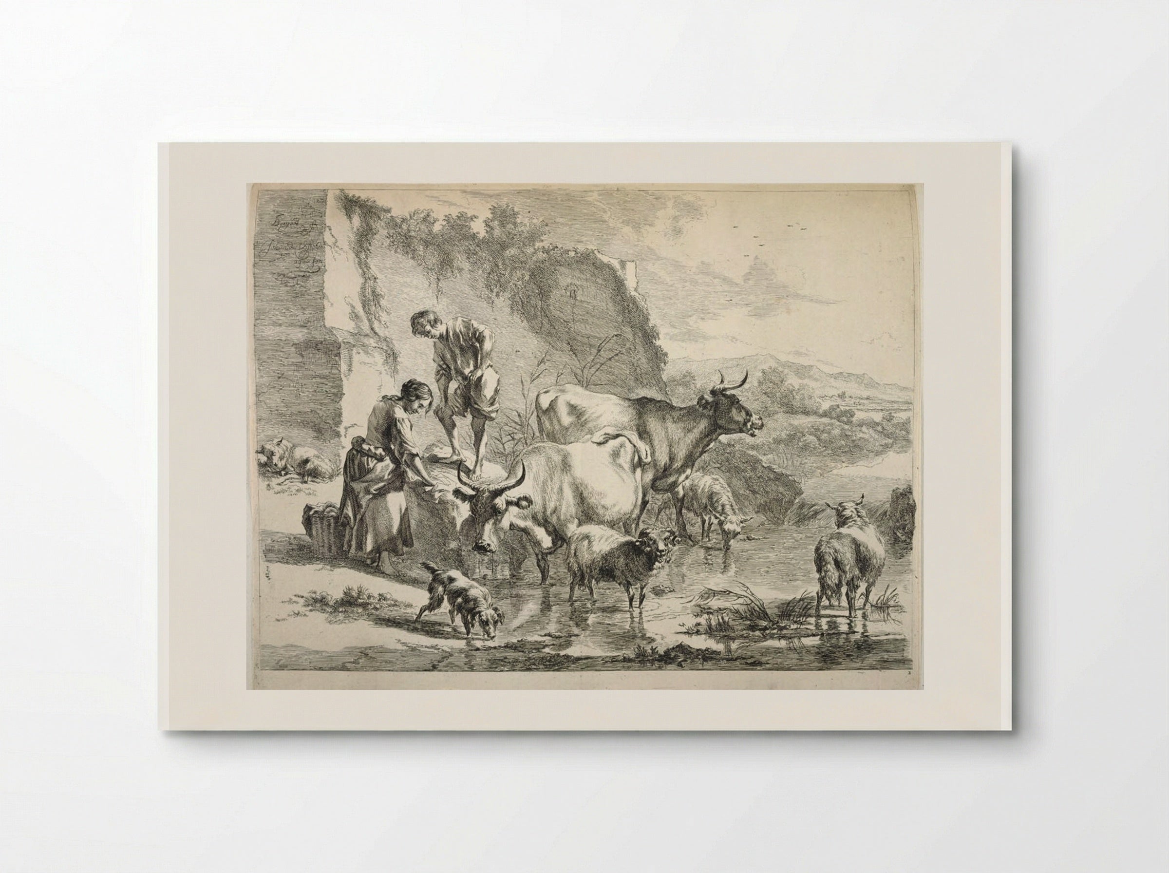 Washerwoman Drying Clothes in the Sun - Johannes Visscher - Poster