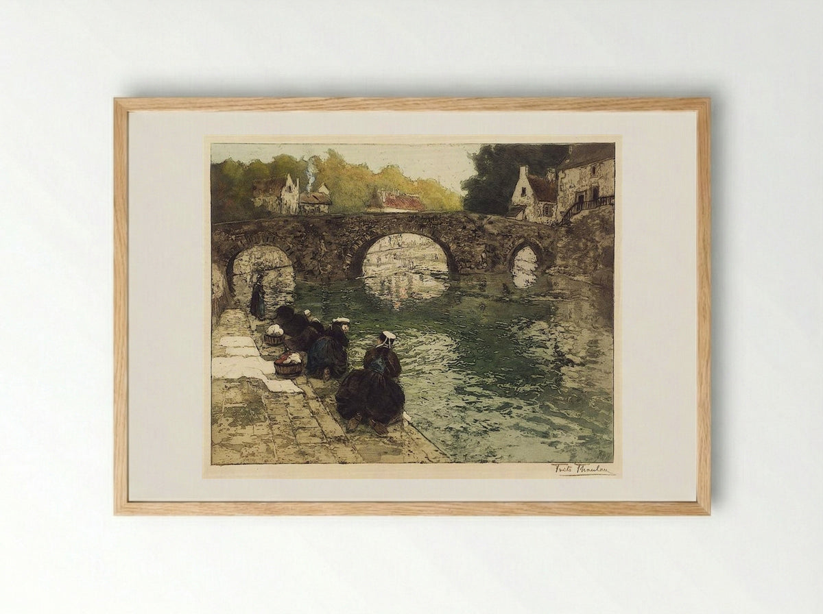 Washerwomen at Quimperle - Frits Thaulow - Framed Print Wood