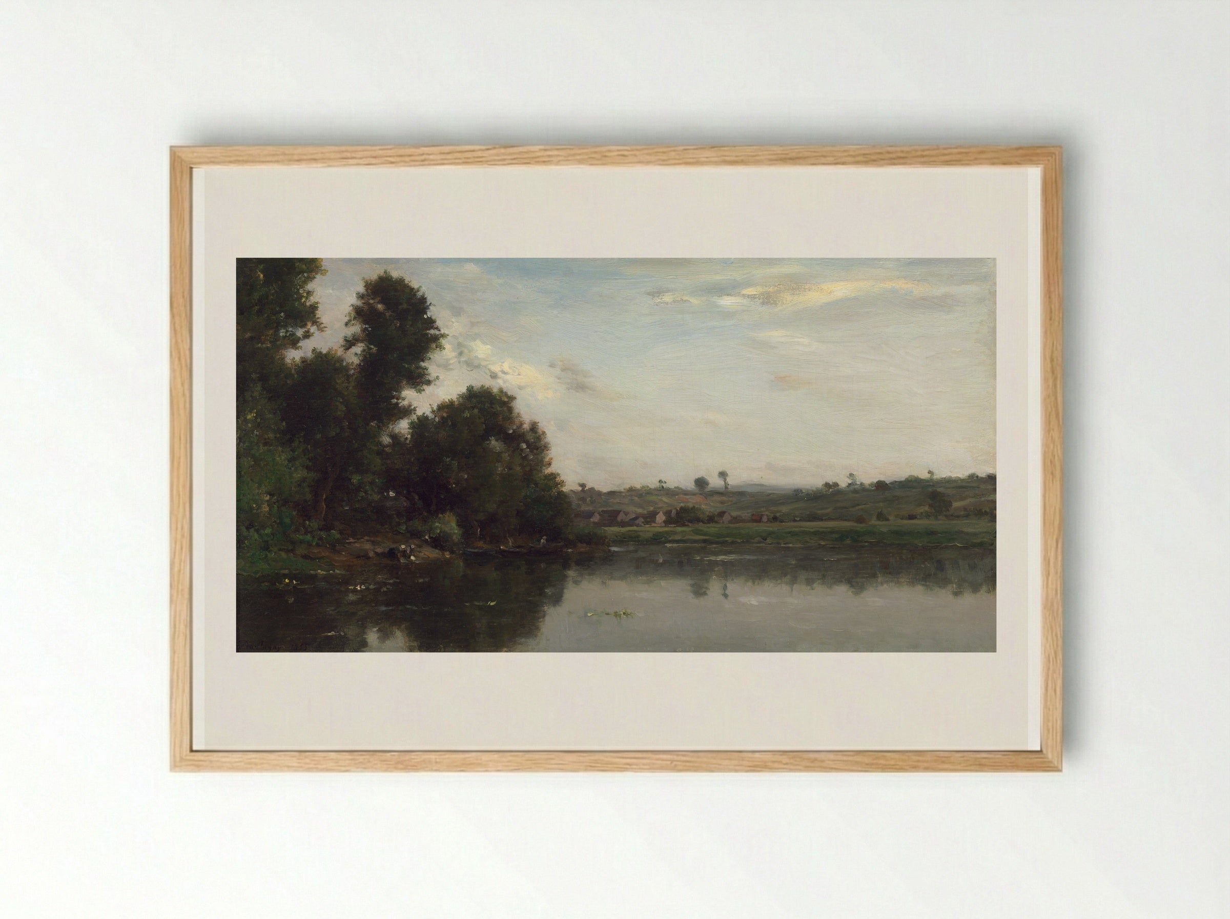 Washerwomen at the Oise River near Valmondois - Charles-Francois Daubigny - Framed Print Wood