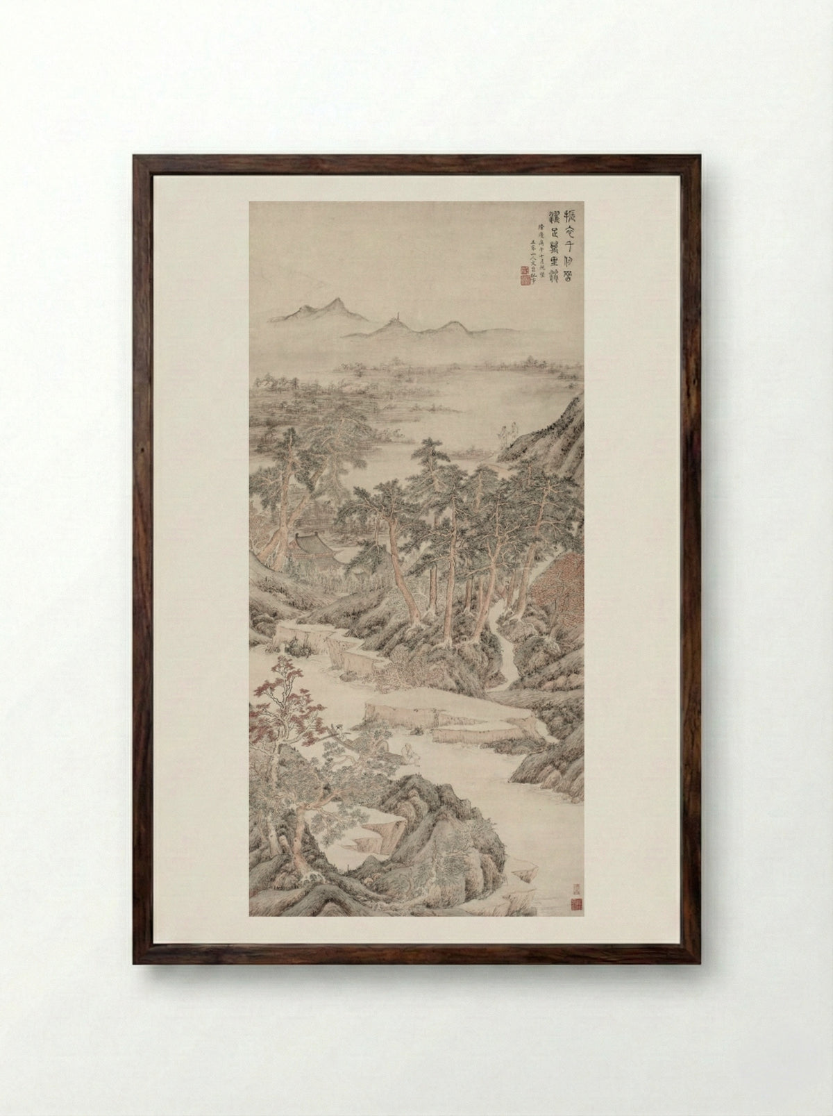 Washing the Feet (from the Dusty World) - Wen Boren - Framed Print Dark Wood