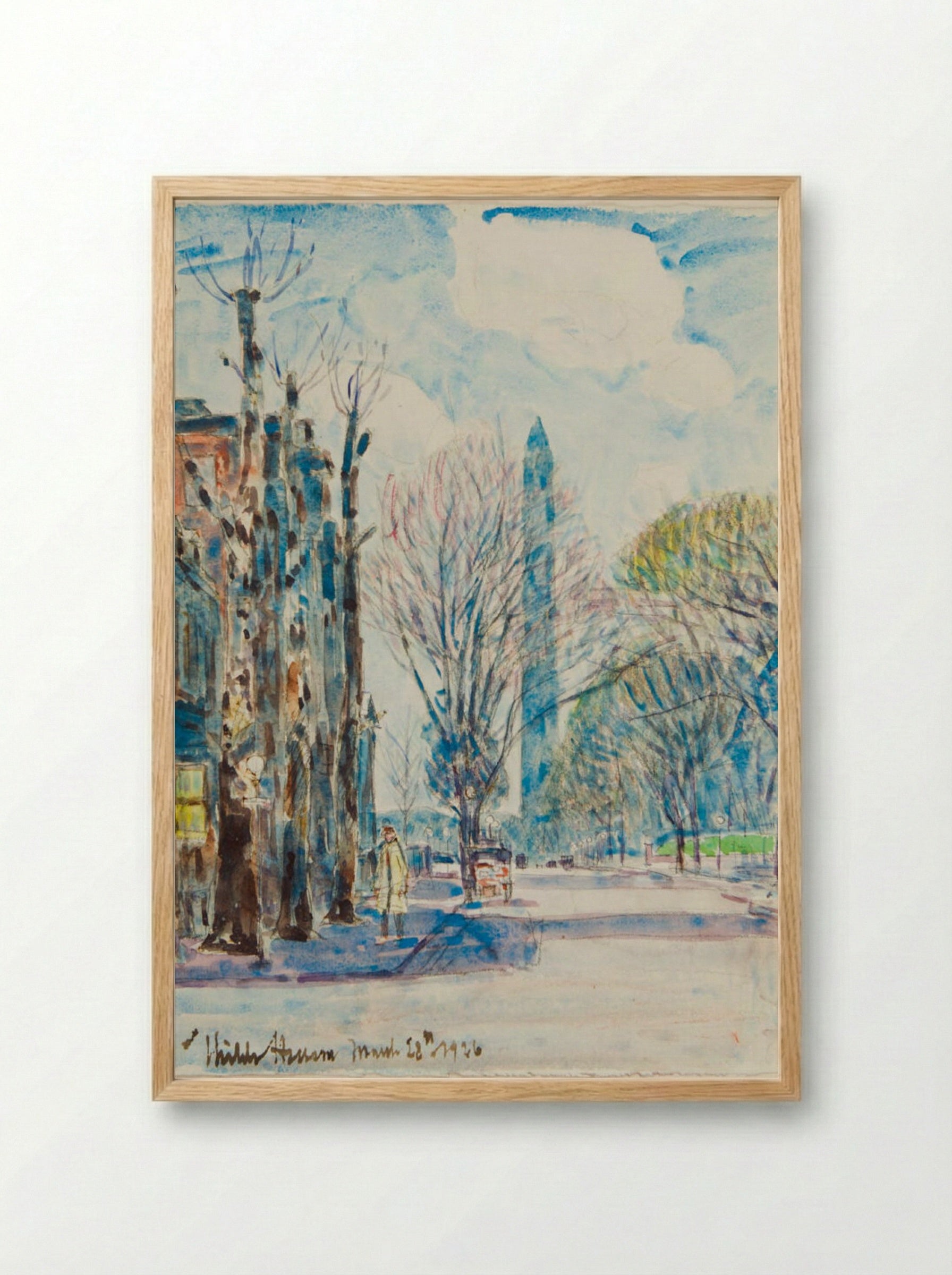 Washington Monument from H Street, Washington DC - Childe Hassam - Framed Print Wood