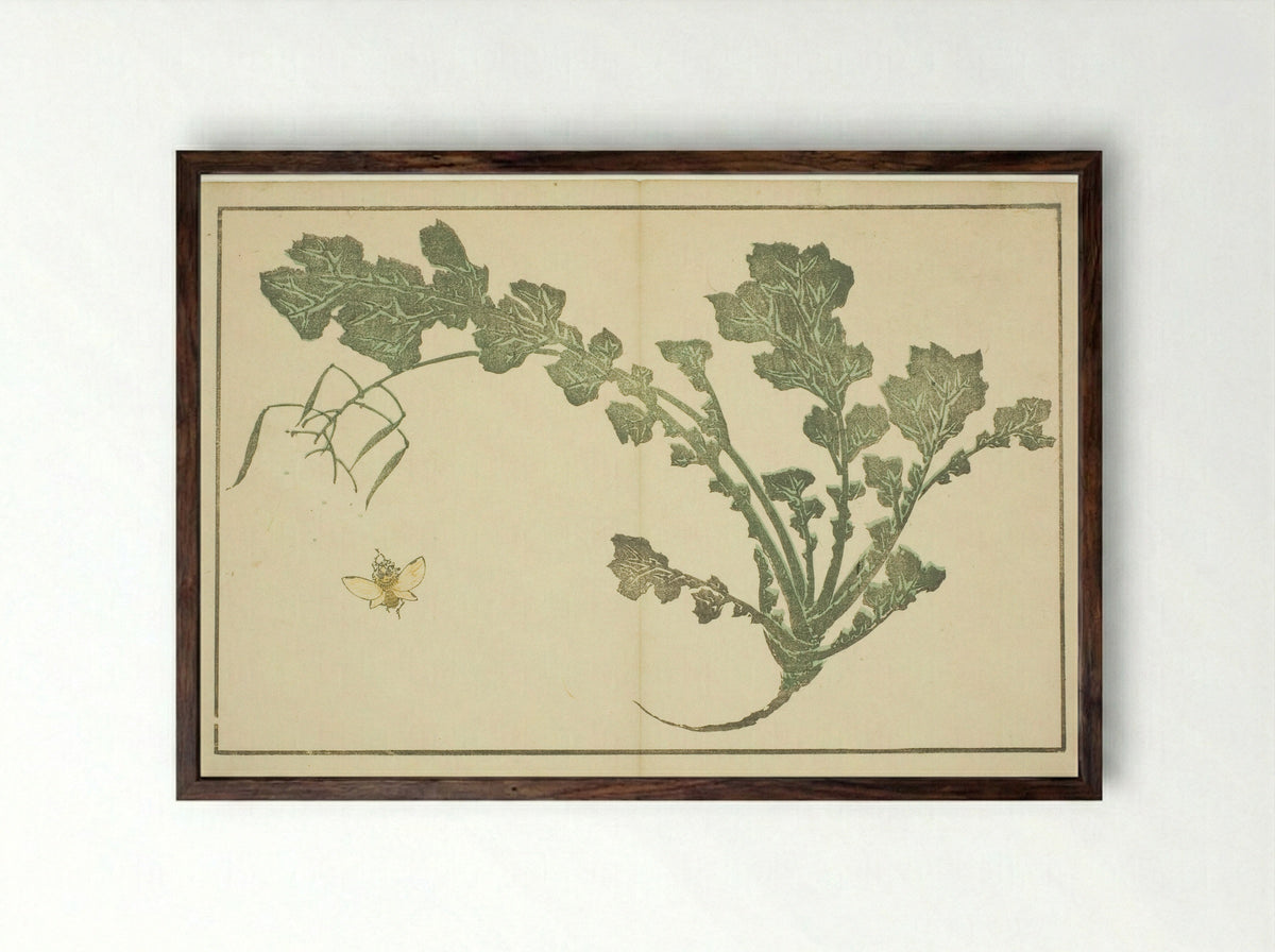Wasp and turnip stalk - Katsushika Hokusai - Framed Print Dark Wood