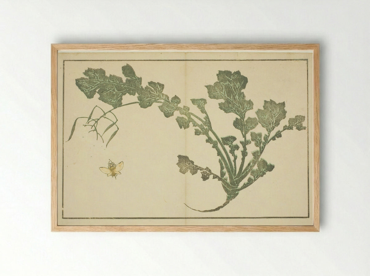 Wasp and turnip stalk - Katsushika Hokusai - Framed Print Wood
