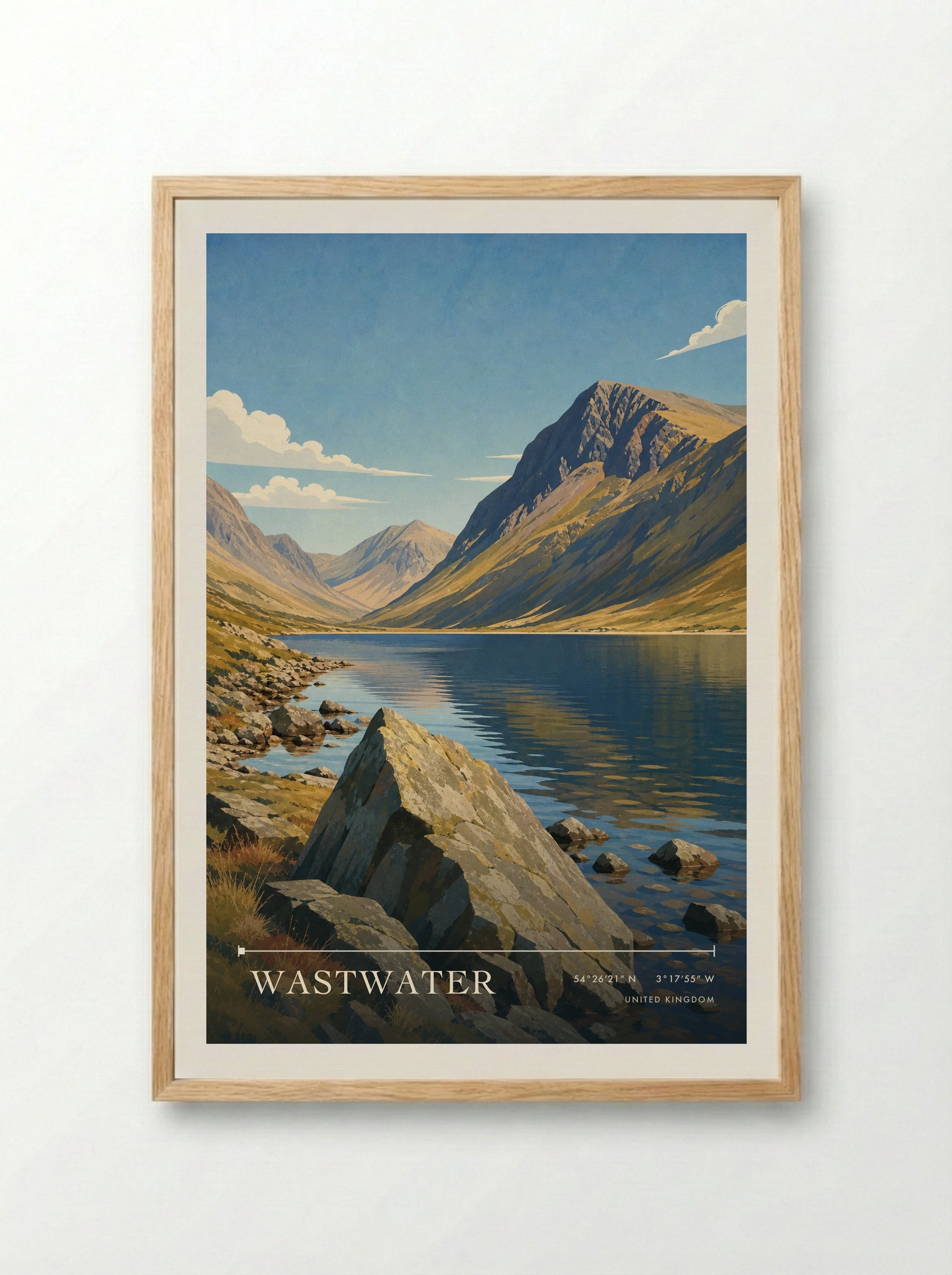 Wastwater United Kingdom Travel Poster - Framed Print Wood