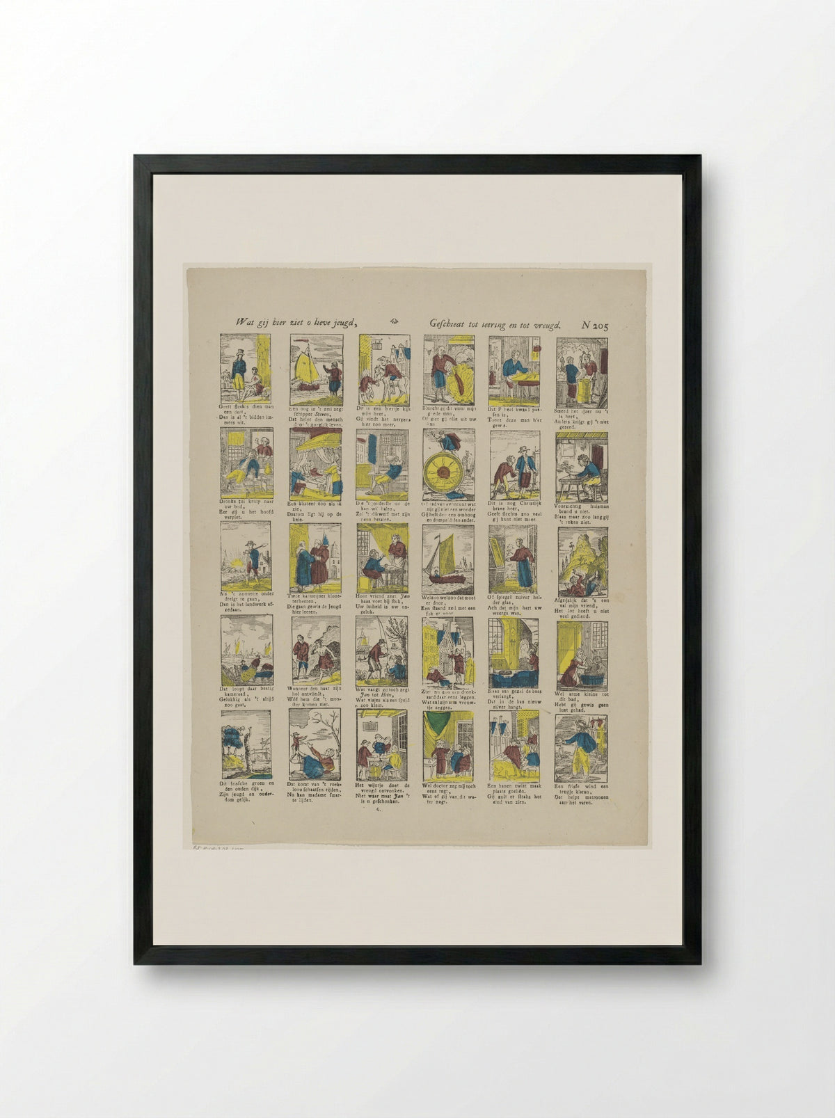 Wat gij hier ziet o lieve jeugd, Geschiedt tot leering en tot vreugd - Jan Oortman (Sr.) - Framed Print Black