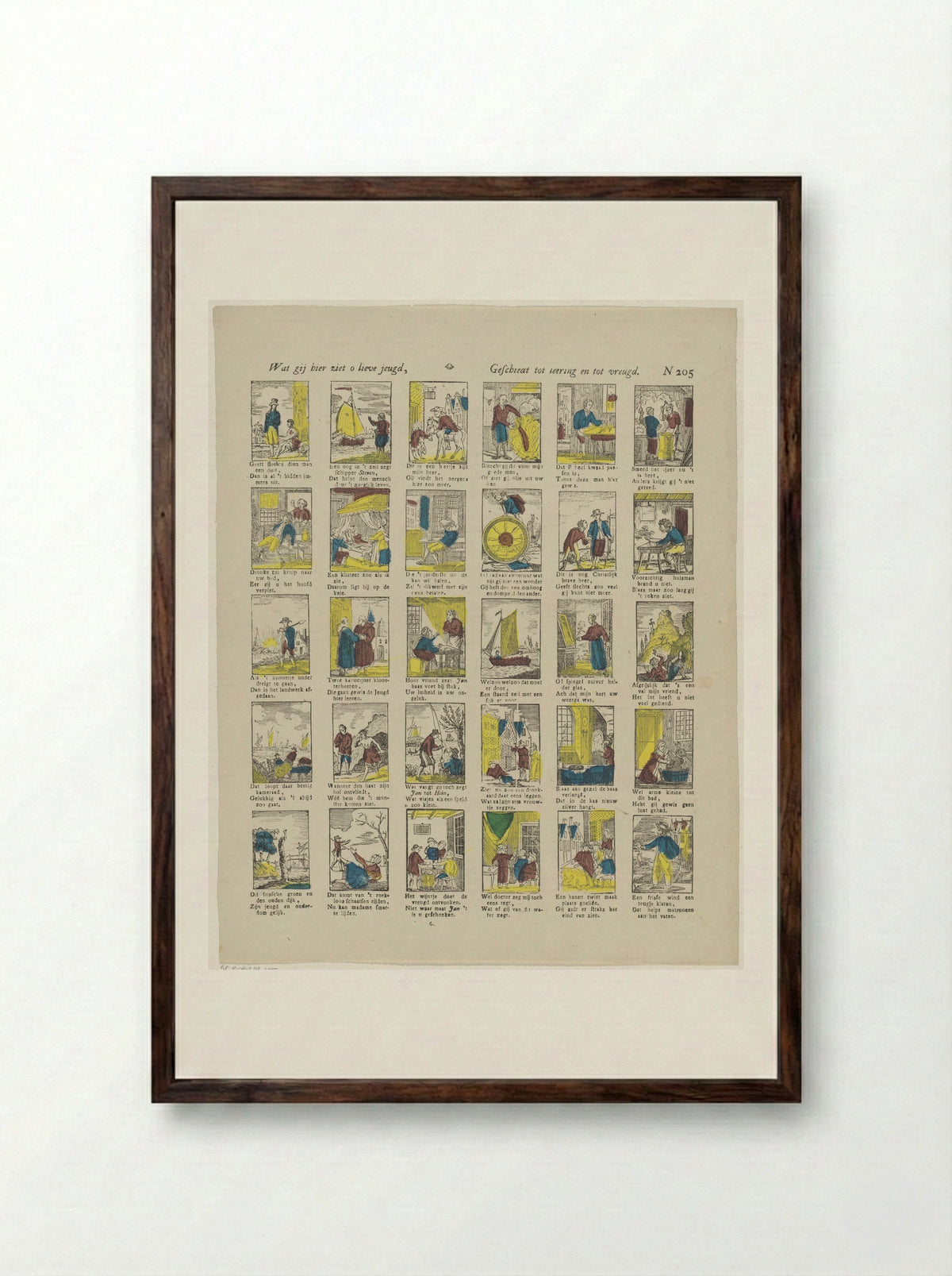 Wat gij hier ziet o lieve jeugd, Geschiedt tot leering en tot vreugd - Jan Oortman (Sr.) - Framed Print Dark Wood