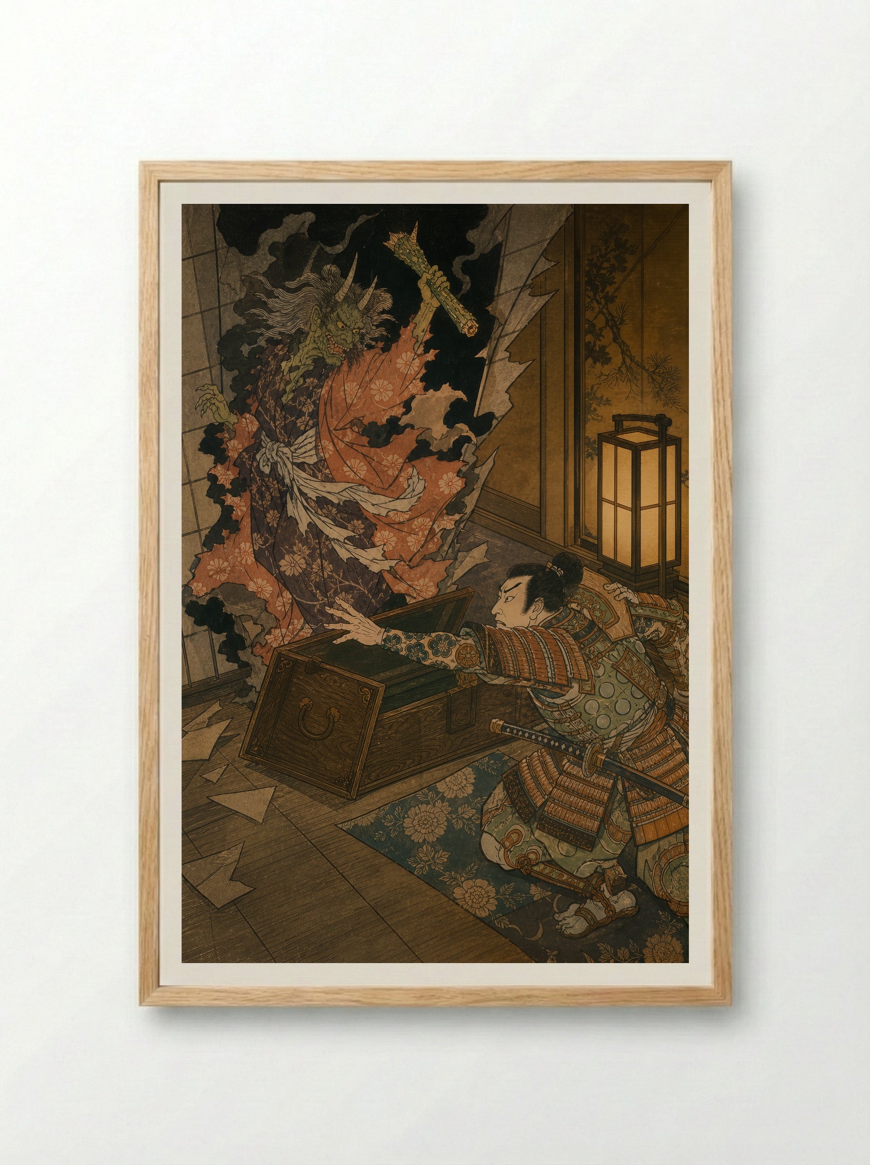 Watanabe no Tsuna at Rashomon: The Arm Reclaimed - Framed Print Wood