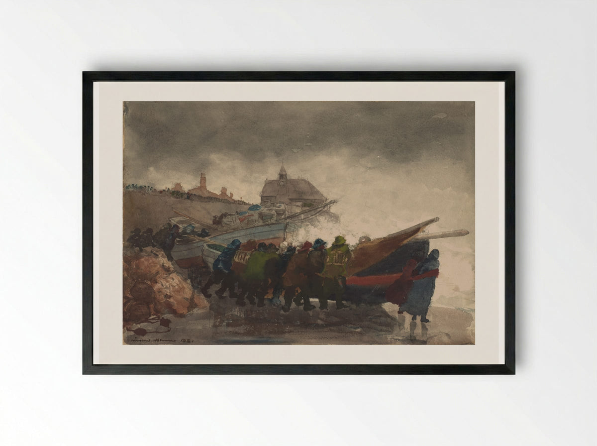 Watching the Tempest - Winslow Homer - Framed Print Black