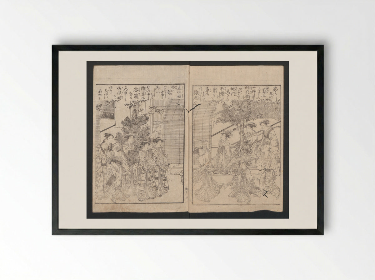 Watchtower Hill (Ehon monomigaoka) - Torii Kiyonaga - Framed Print Black