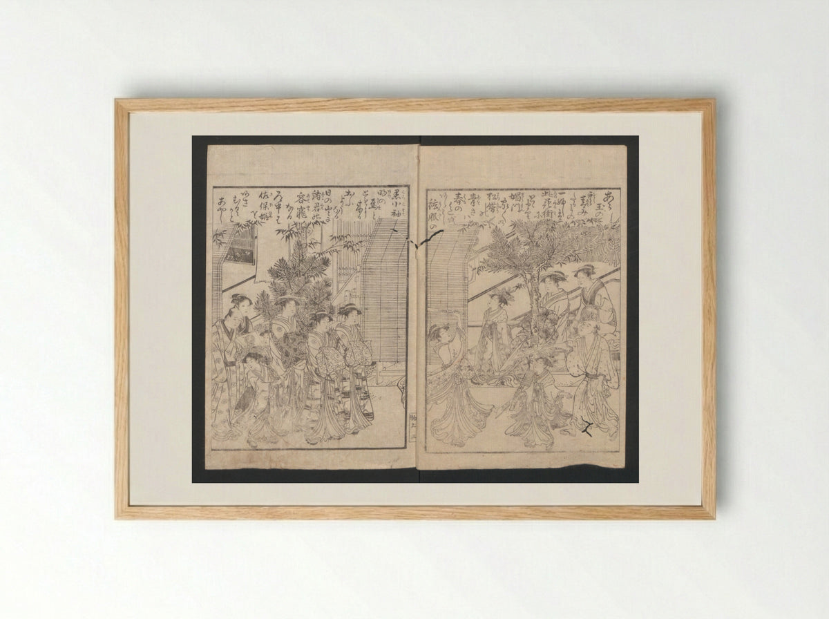 Watchtower Hill (Ehon monomigaoka) - Torii Kiyonaga - Framed Print Wood