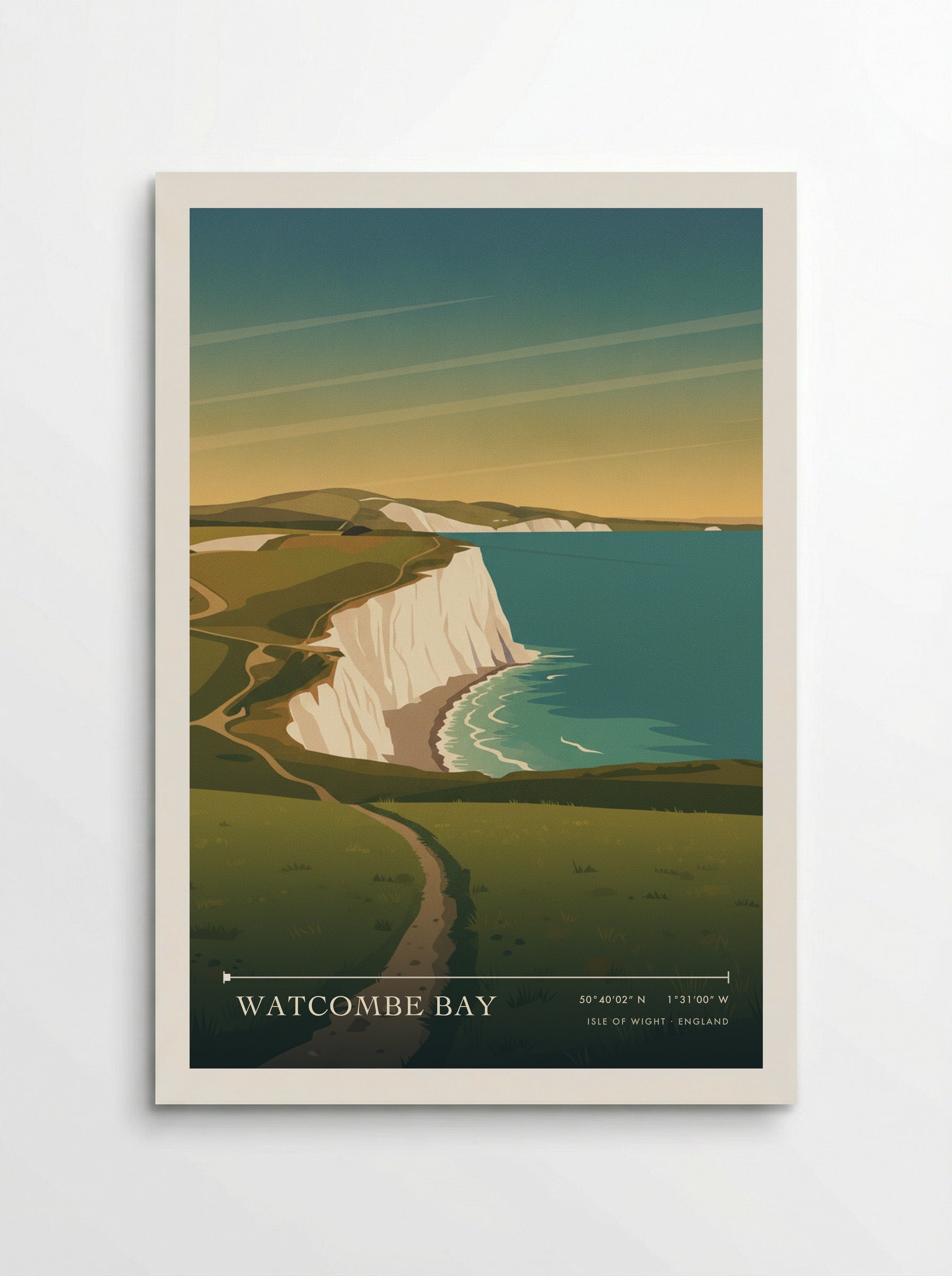 Watcombe Bay Isle of Wight England Travel Poster - Poster
