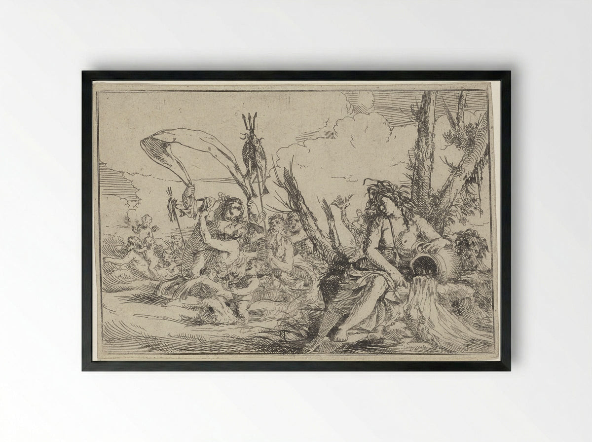 Water (Allegory of the Elements) - Giulio Carpioni - Framed Print Black