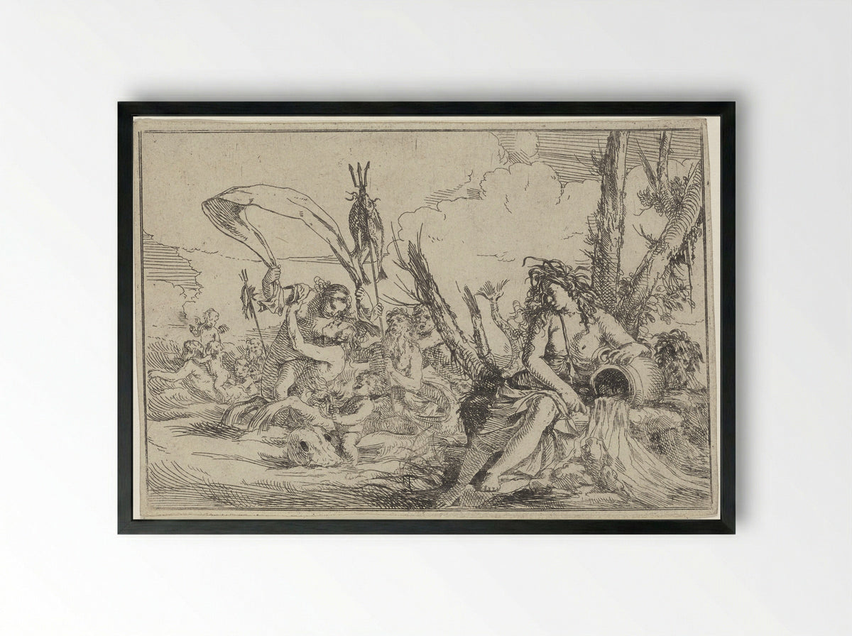 Water (Allegory of the Elements) - Giulio Carpioni - Framed Print Black