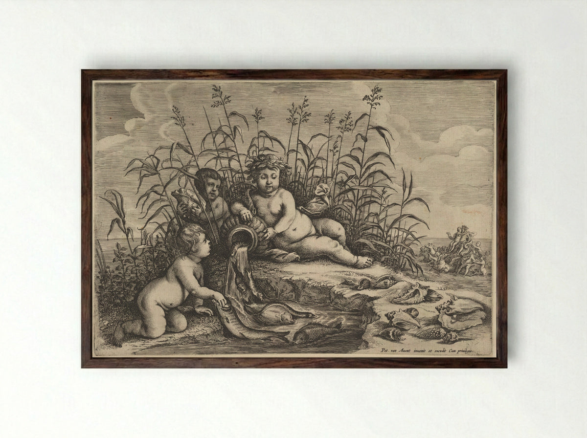Water (Allegory of the Elements) - Pieter van Avont - Framed Print Dark Wood
