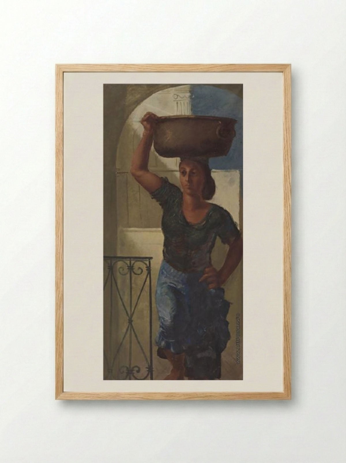 Water Carrying on Capri - Alexandre Jacovleff - Framed Print Wood