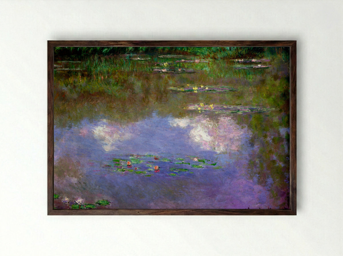 Water Lilies, The Clouds - Claude Monet - Framed Print Dark Wood