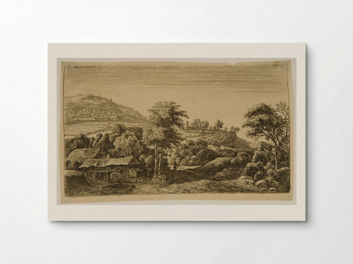 Water Mill at the Foot of a Mountain - Anthonie Waterloo - Poster