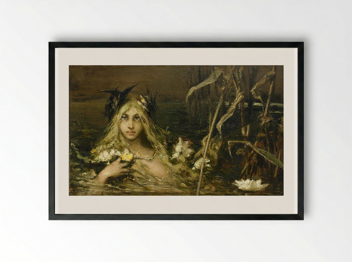 Water Nymph - Wilhelm Kotarbinski - Framed Print Black