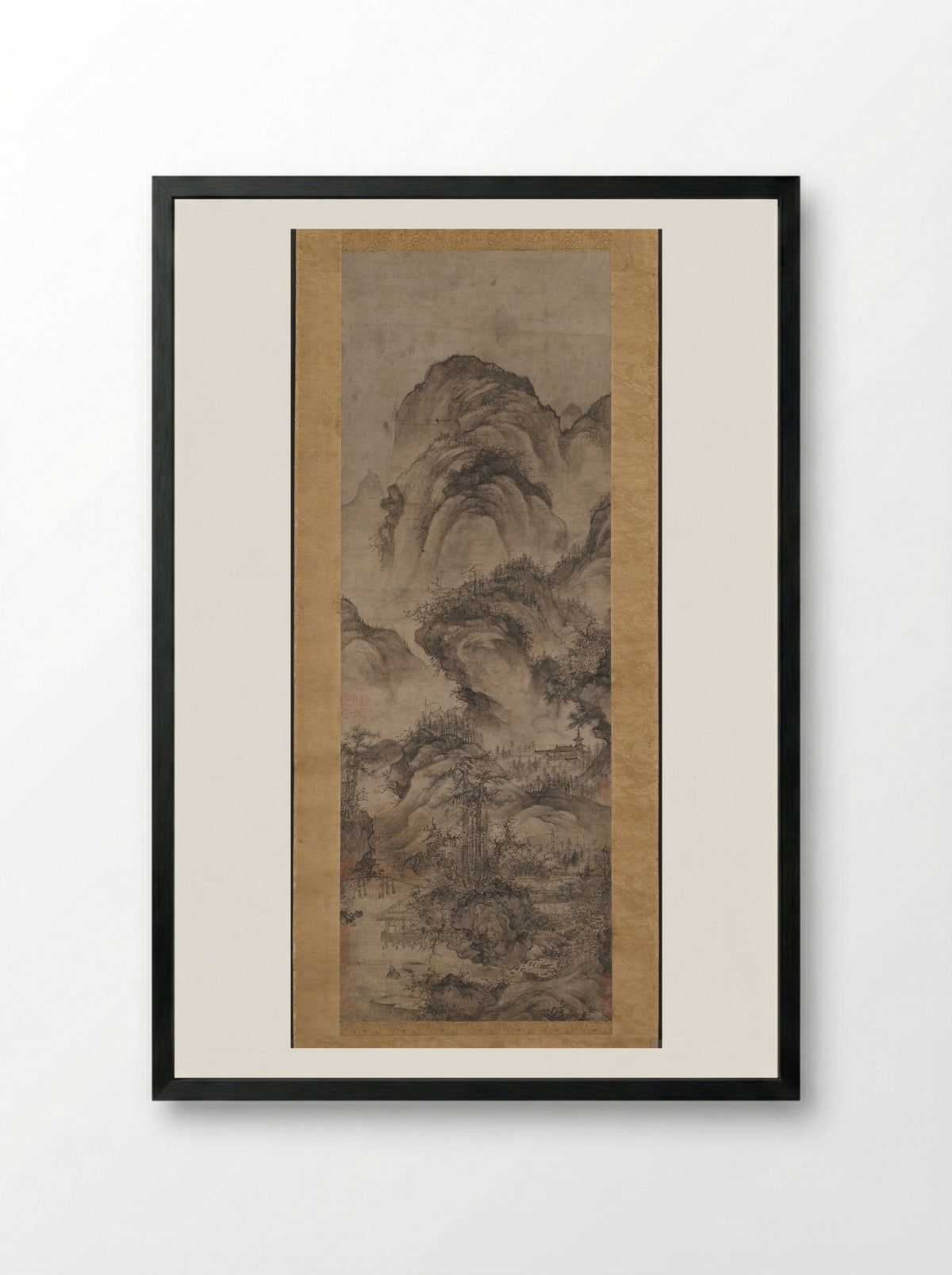 Water Pavilion by Twin Pines - Guo Xi - Framed Print Black