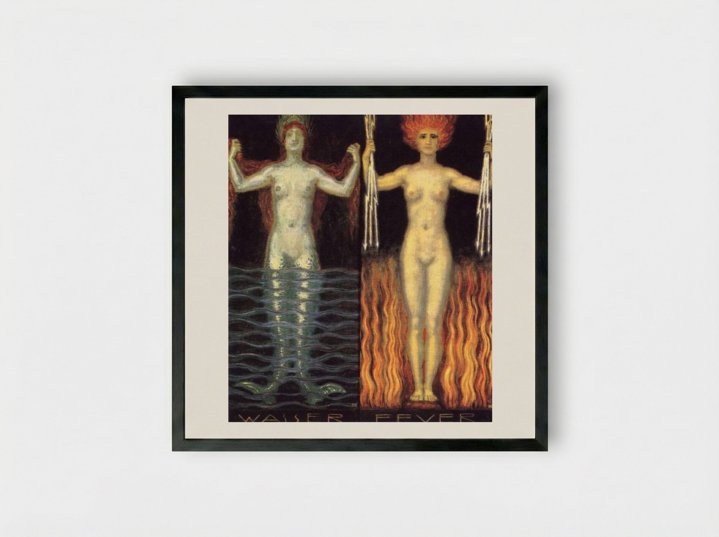 Water and Fire - Franz von Stuck - Framed Print Black
