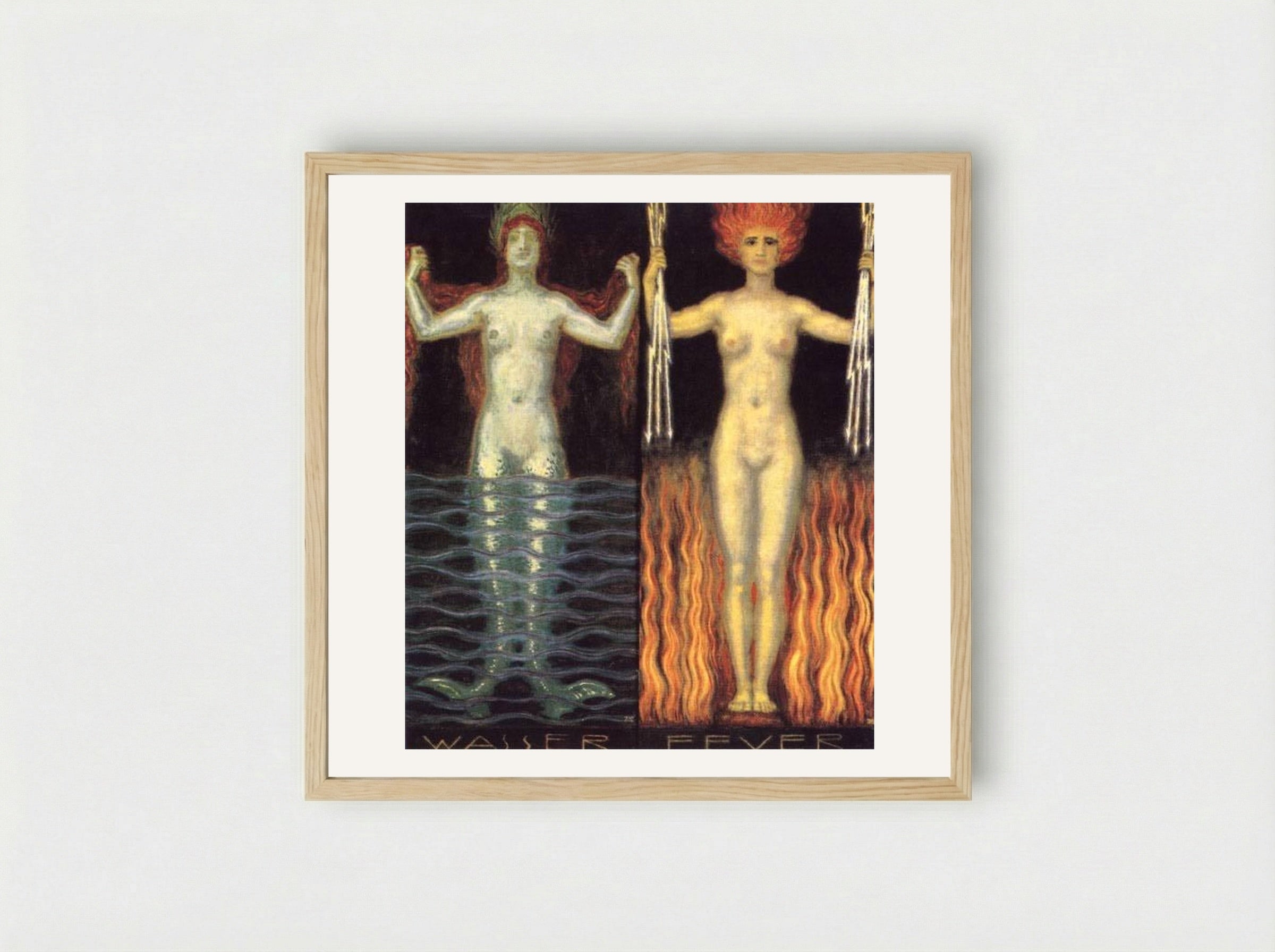 Water and Fire - Franz von Stuck - Framed Print Wood