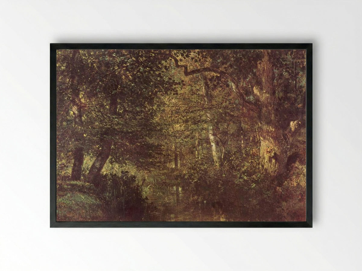 Watercourse in the Woods - Constant Troyon - Framed Print Black