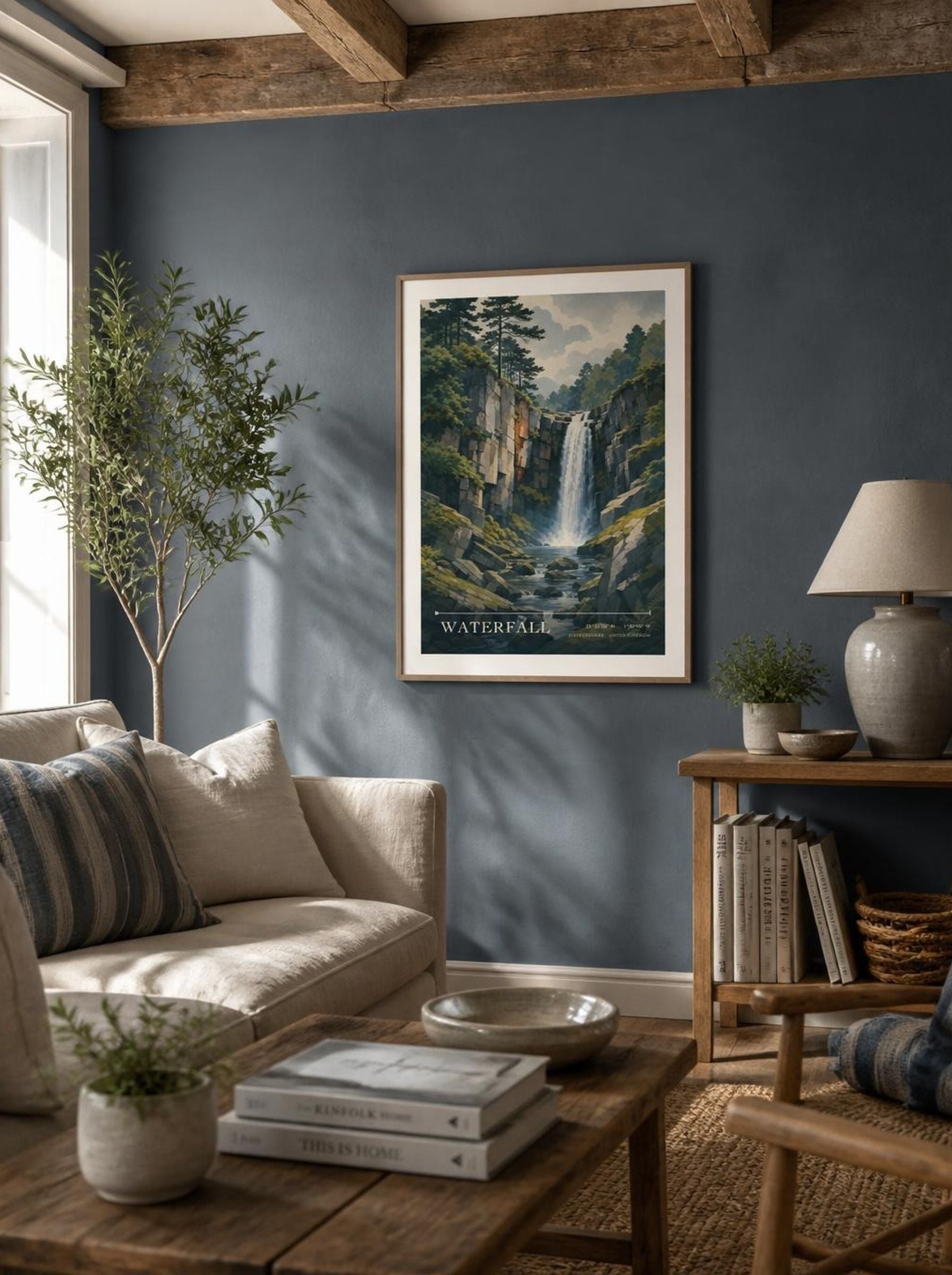 Waterfall Staffordshire United Kingdom Travel Poster - Lifestyle