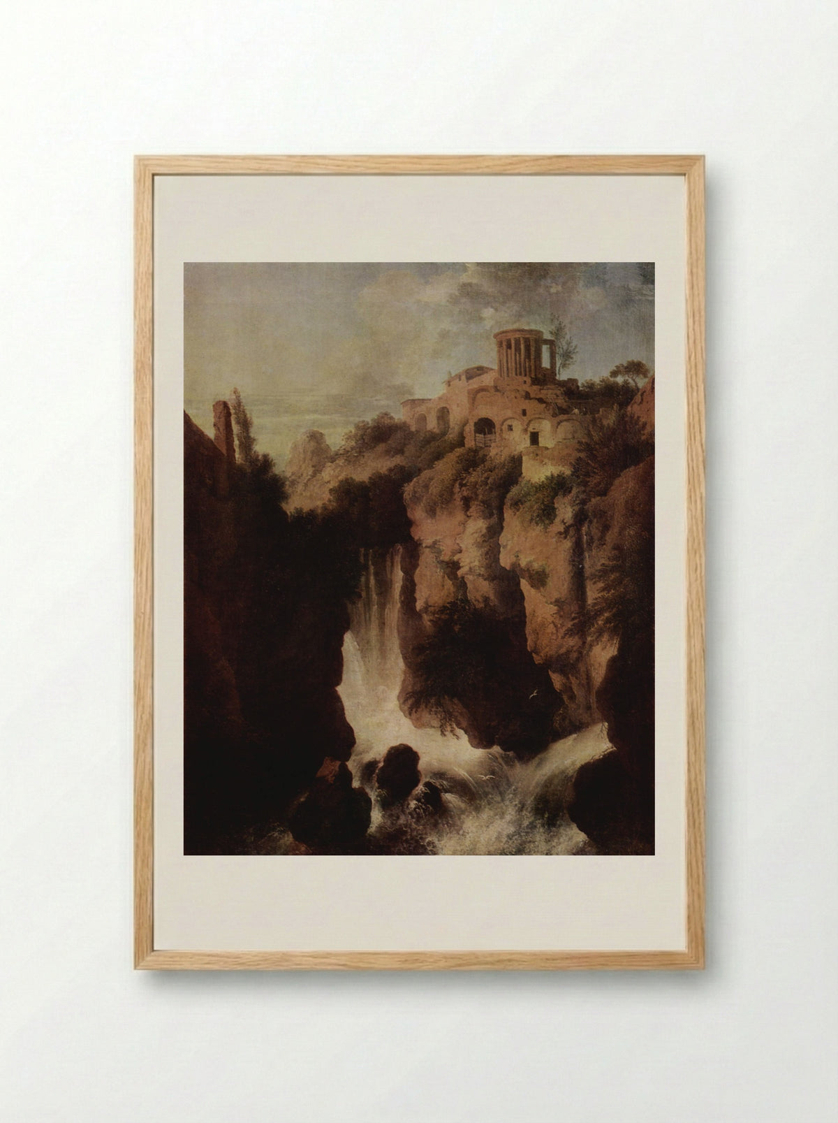 Waterfall at Tivoli - Christian Wilhelm Ernst Dietrich - Framed Print Wood