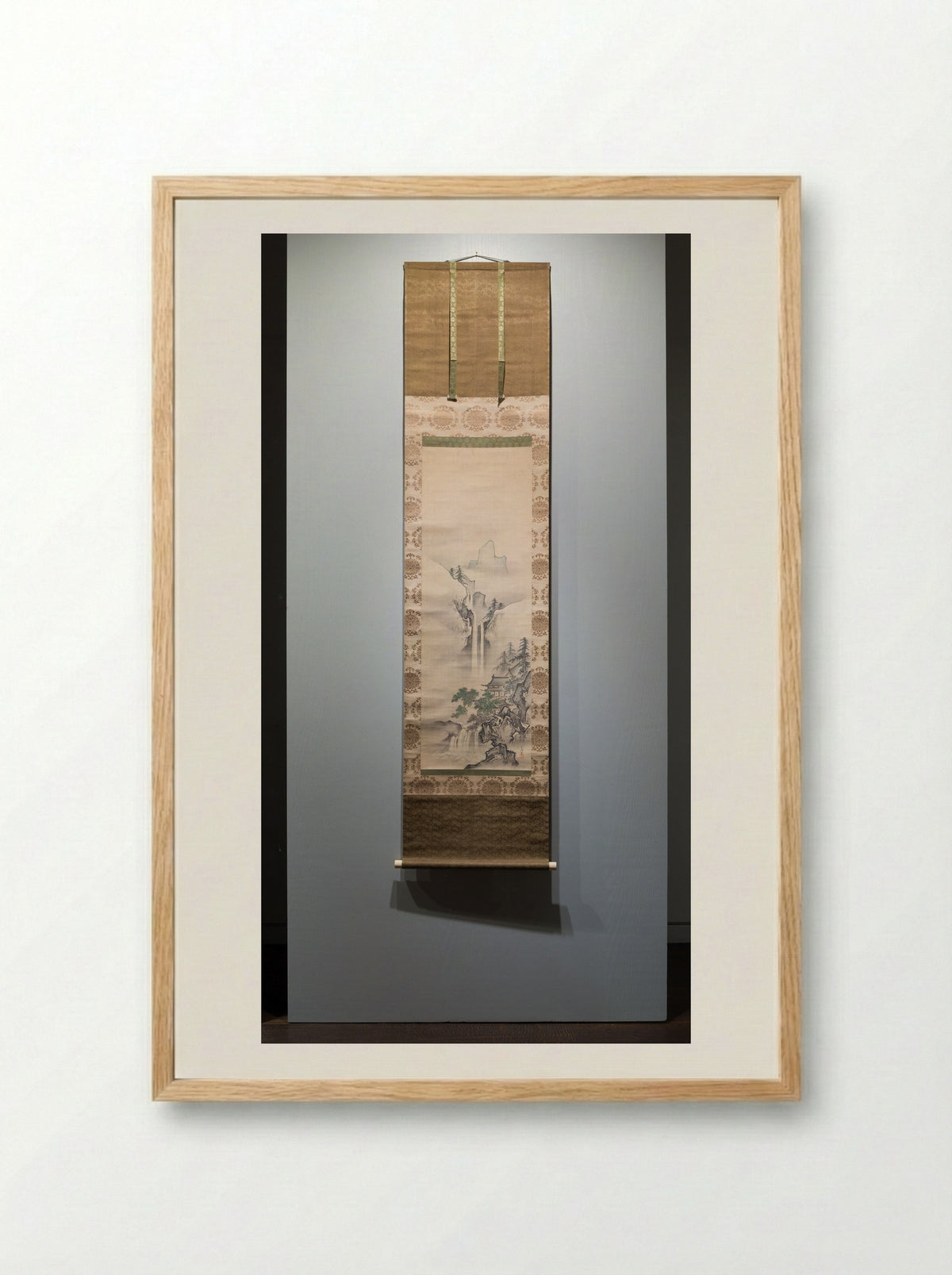 Waterfall in Mountainous Terrain - Kanô Tsunenobu - Framed Print Wood