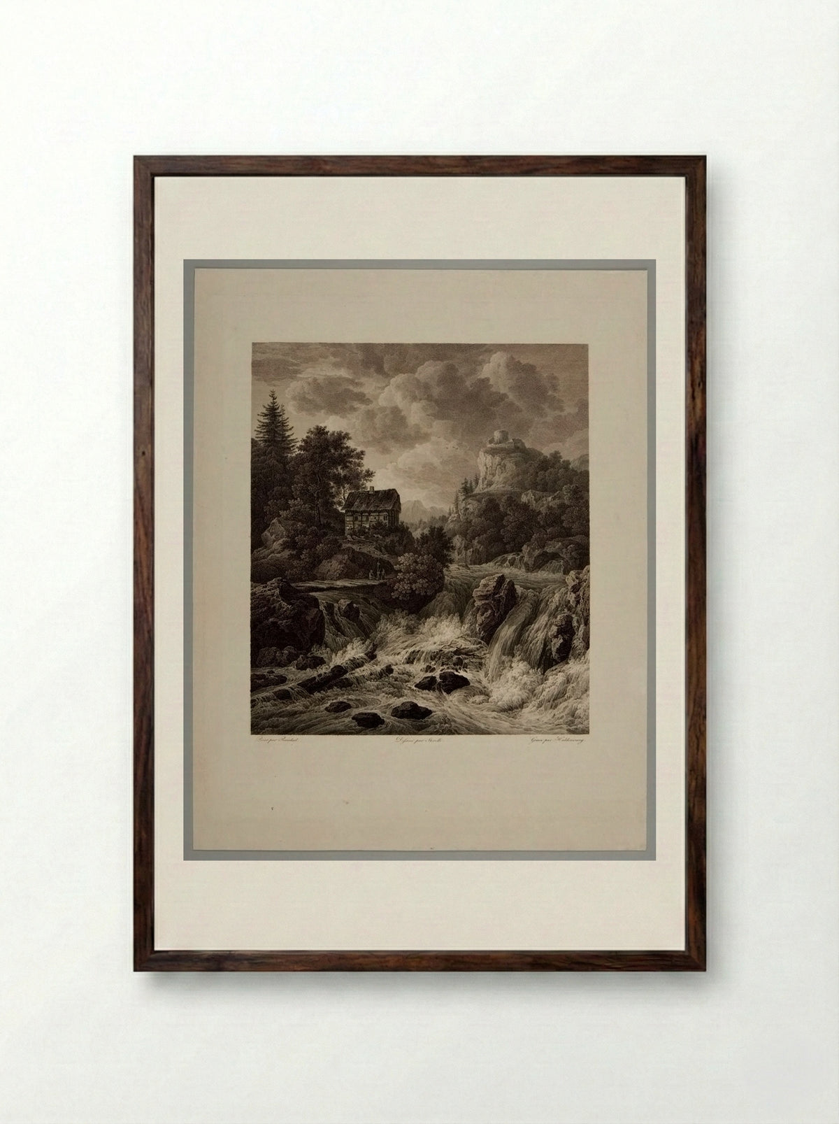 Waterfall - Christian Haldenwang - Framed Print Dark Wood