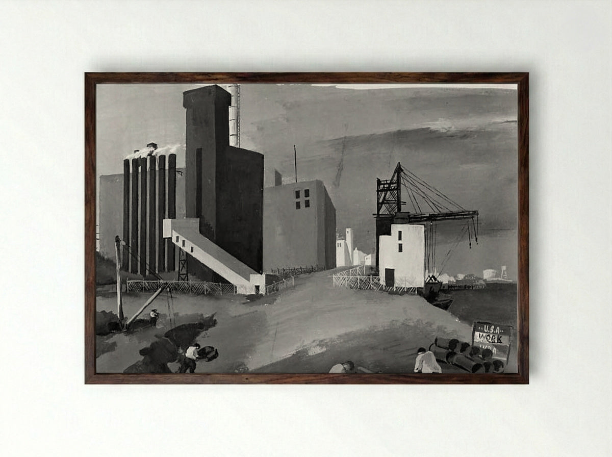 Waterfront - Joseph Kaplan - Framed Print Dark Wood