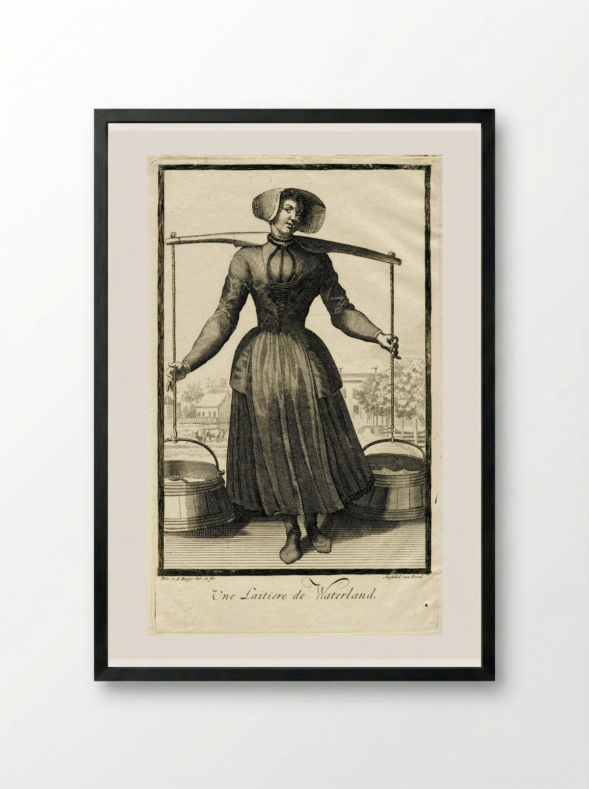 Waterlandse melkmeid - Pieter van den Berge - Framed Print Black