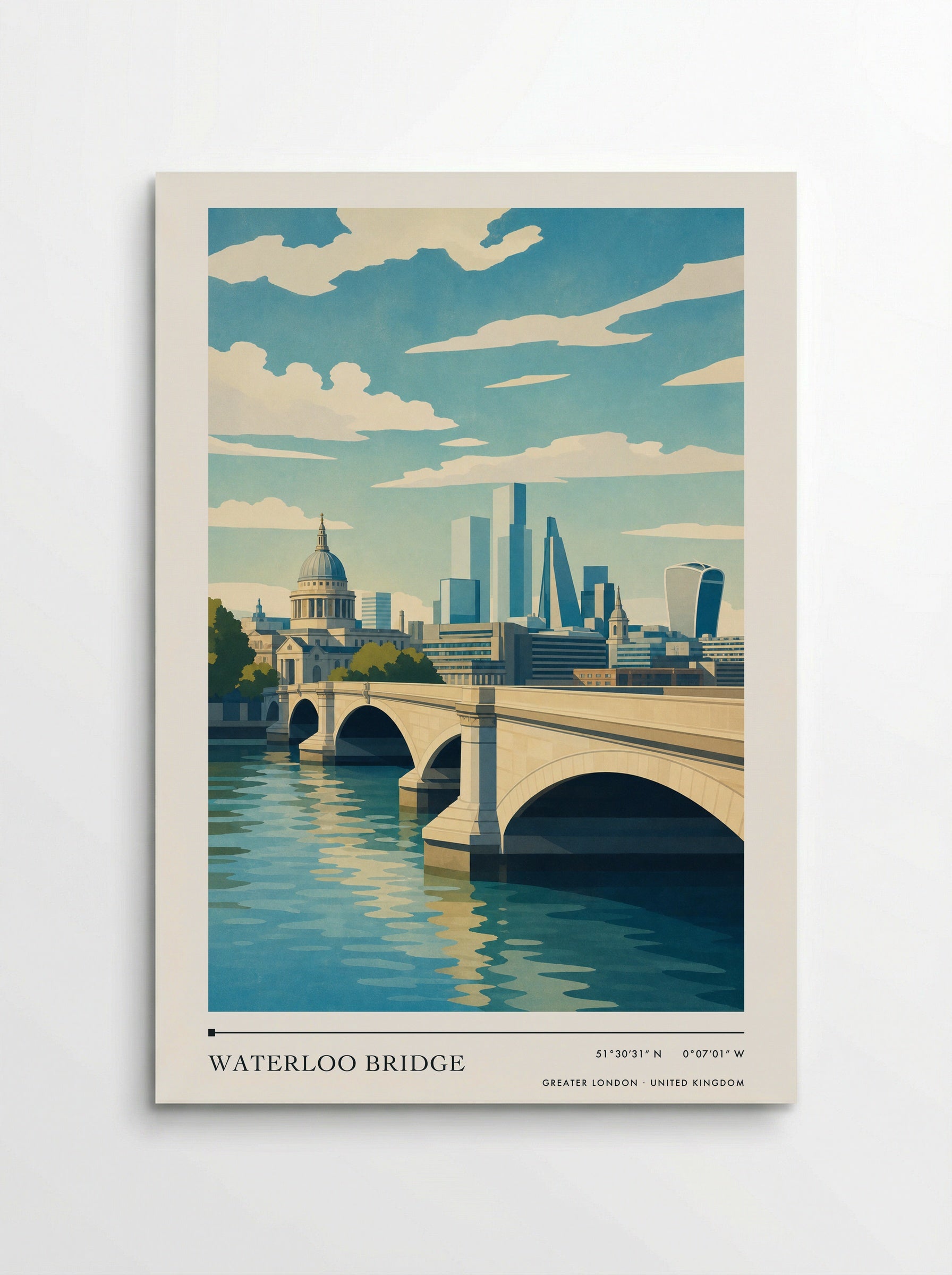 Waterloo Bridge Greater London United Kingdom Travel Poster - Poster