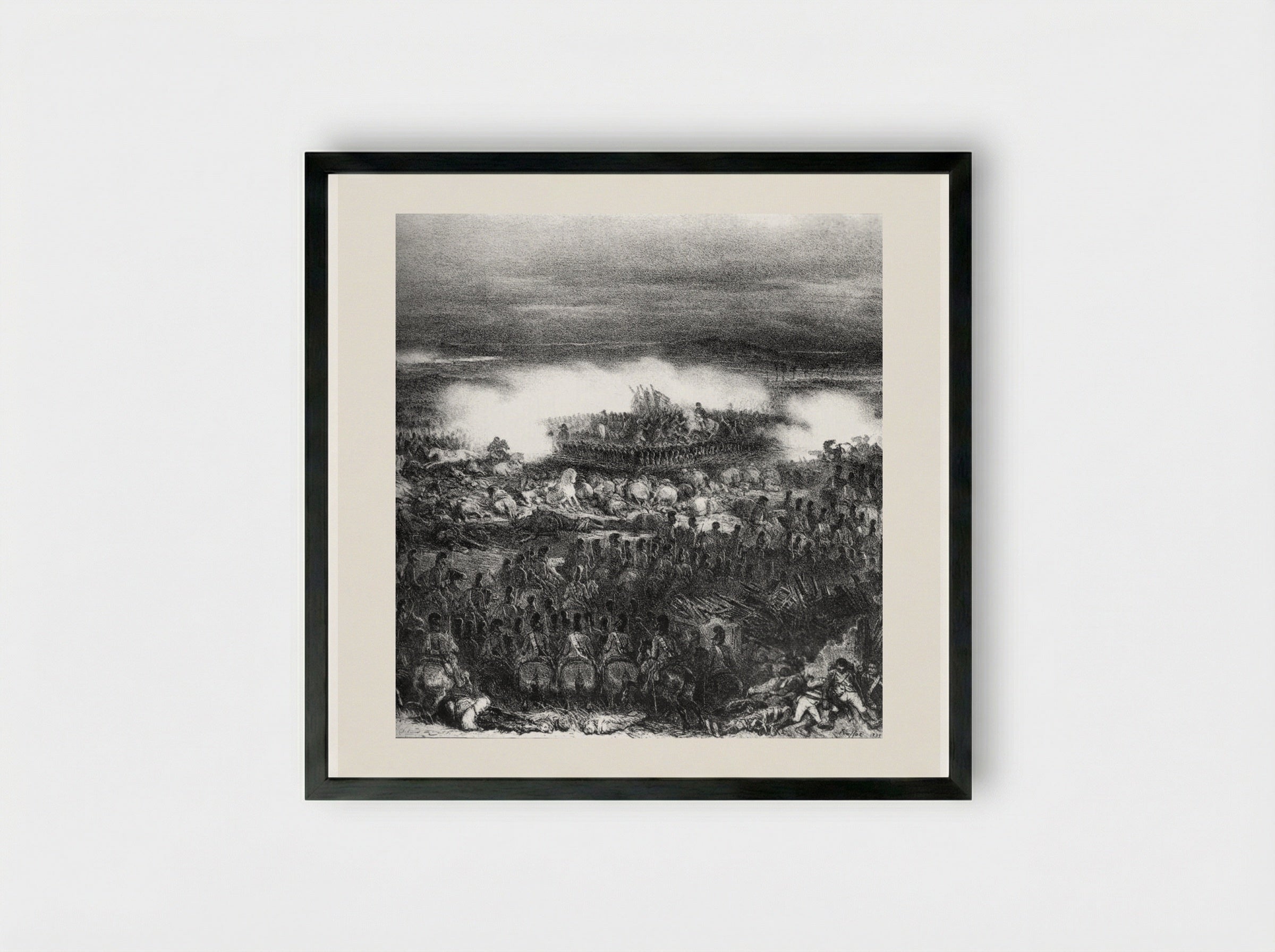 Waterloo: June 18, 1815 - Denis-Auguste-Marie Raffet - Framed Print Black