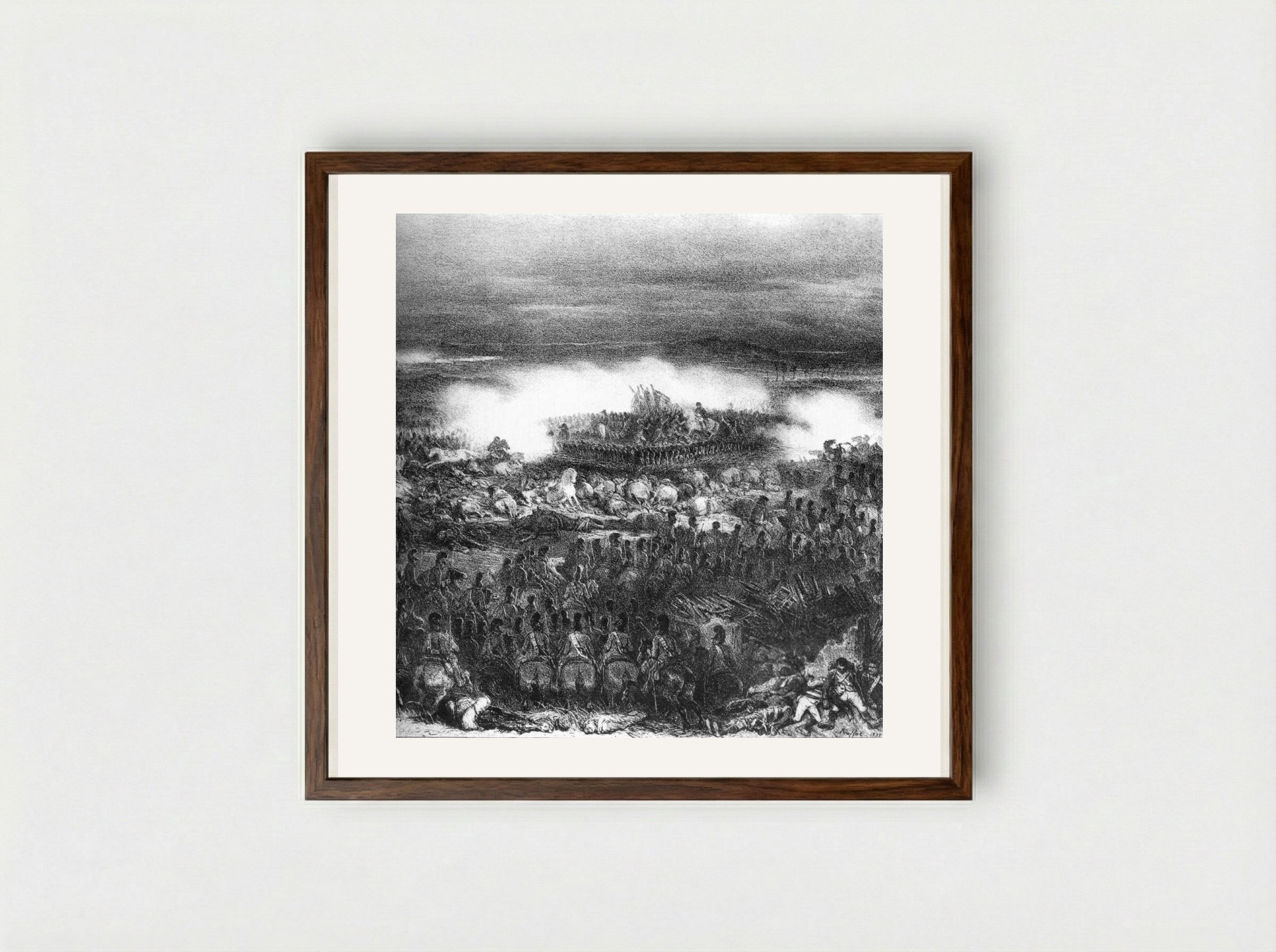 Waterloo: June 18, 1815 - Denis-Auguste-Marie Raffet - Framed Print Dark Wood