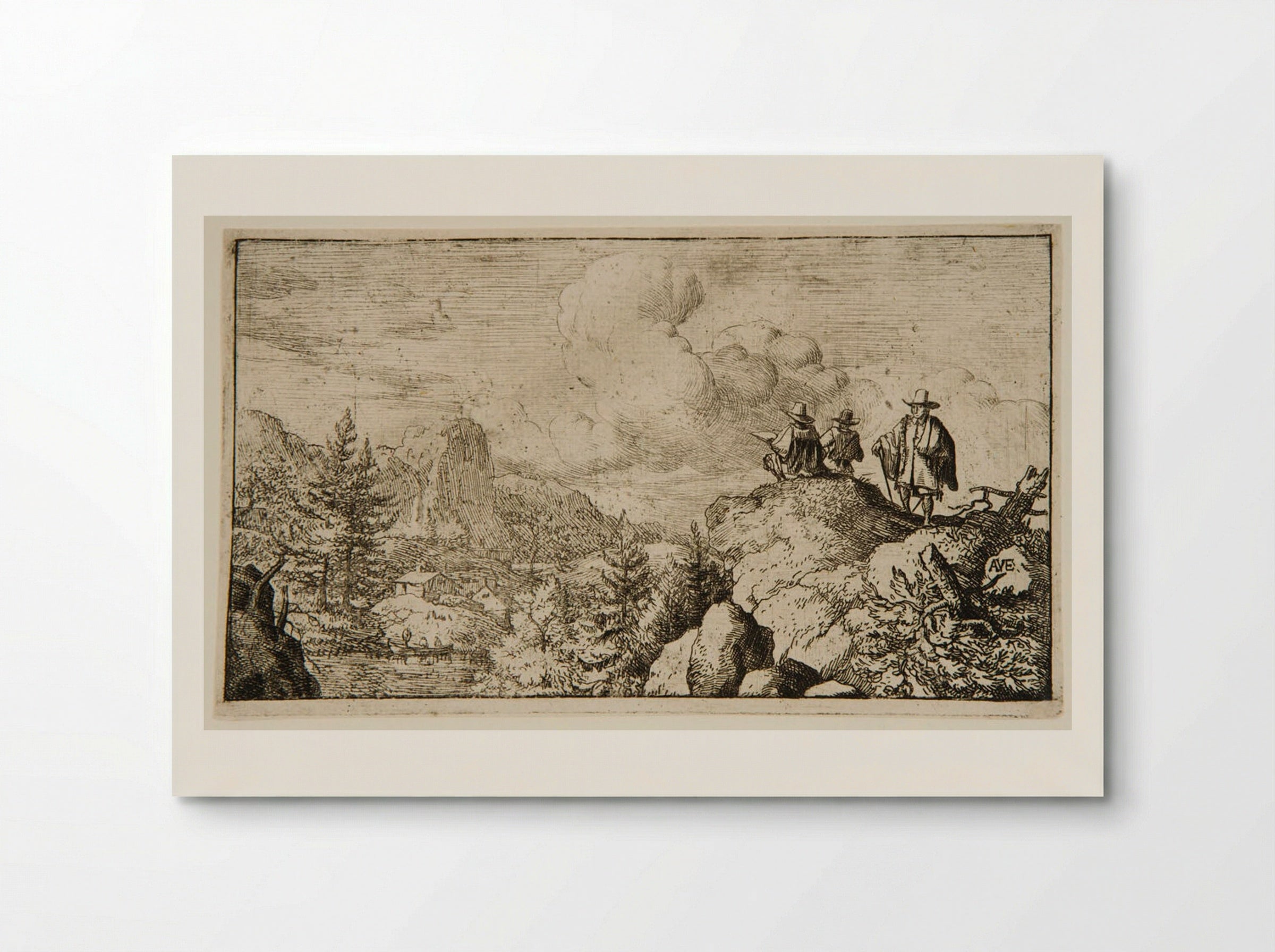 Watermill at the Foot of a Mountain, an Artist Sketching - Allart van Everdingen - Poster