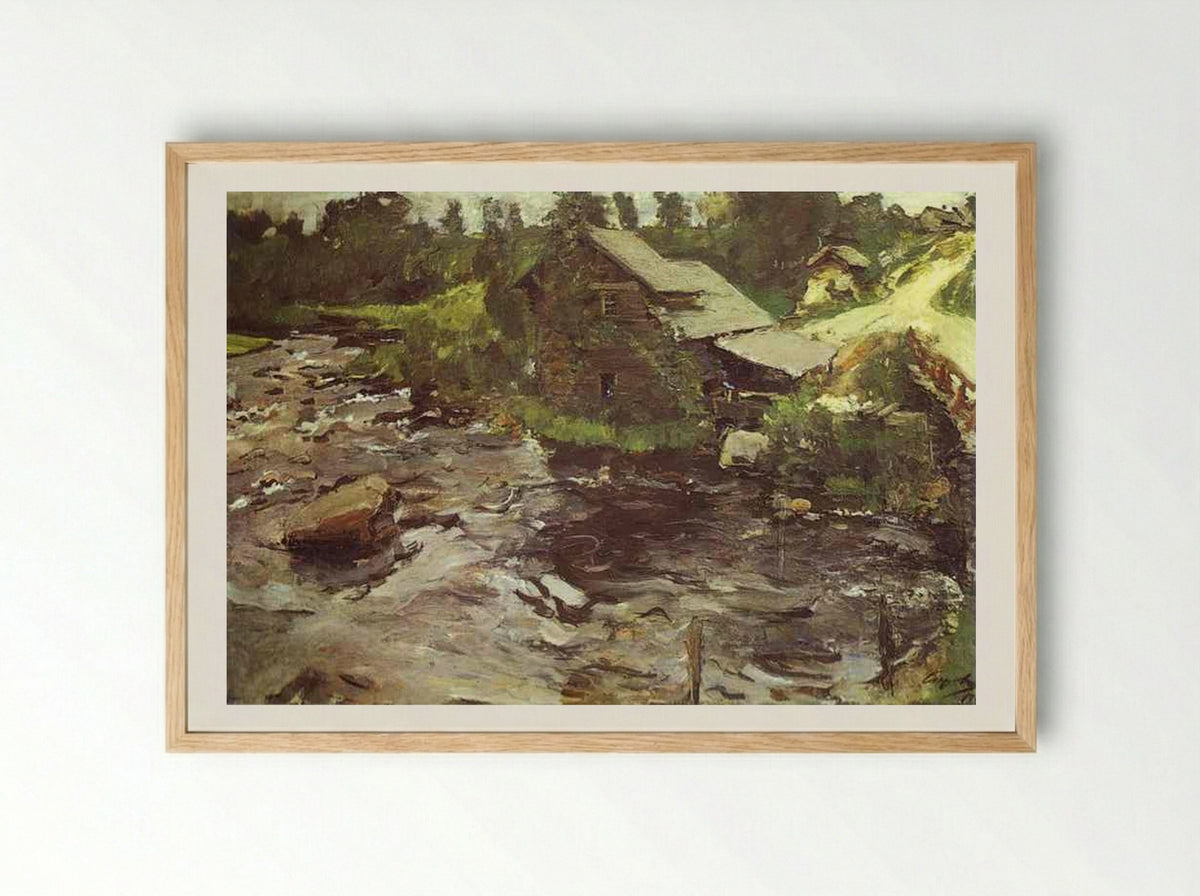 Watermill in Finland - Valentin Serov - Framed Print Wood