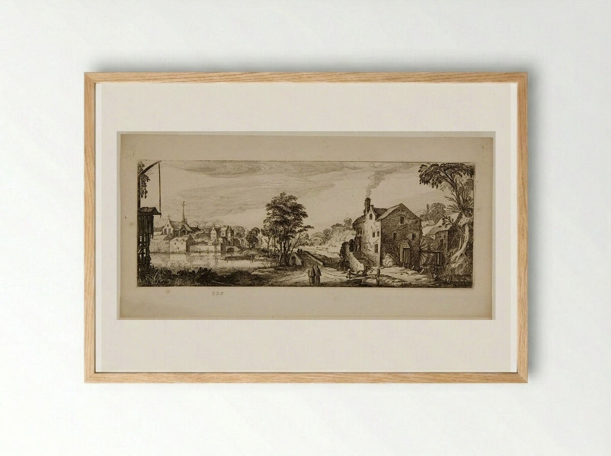 Watermill near a Village - Jan van de Velde II - Framed Print Wood