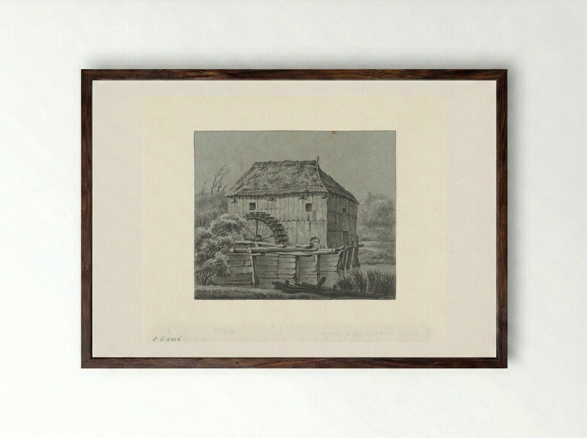 Watermolen Den Haller te Diepenheim - Gerrit Hulseboom - Framed Print Dark Wood