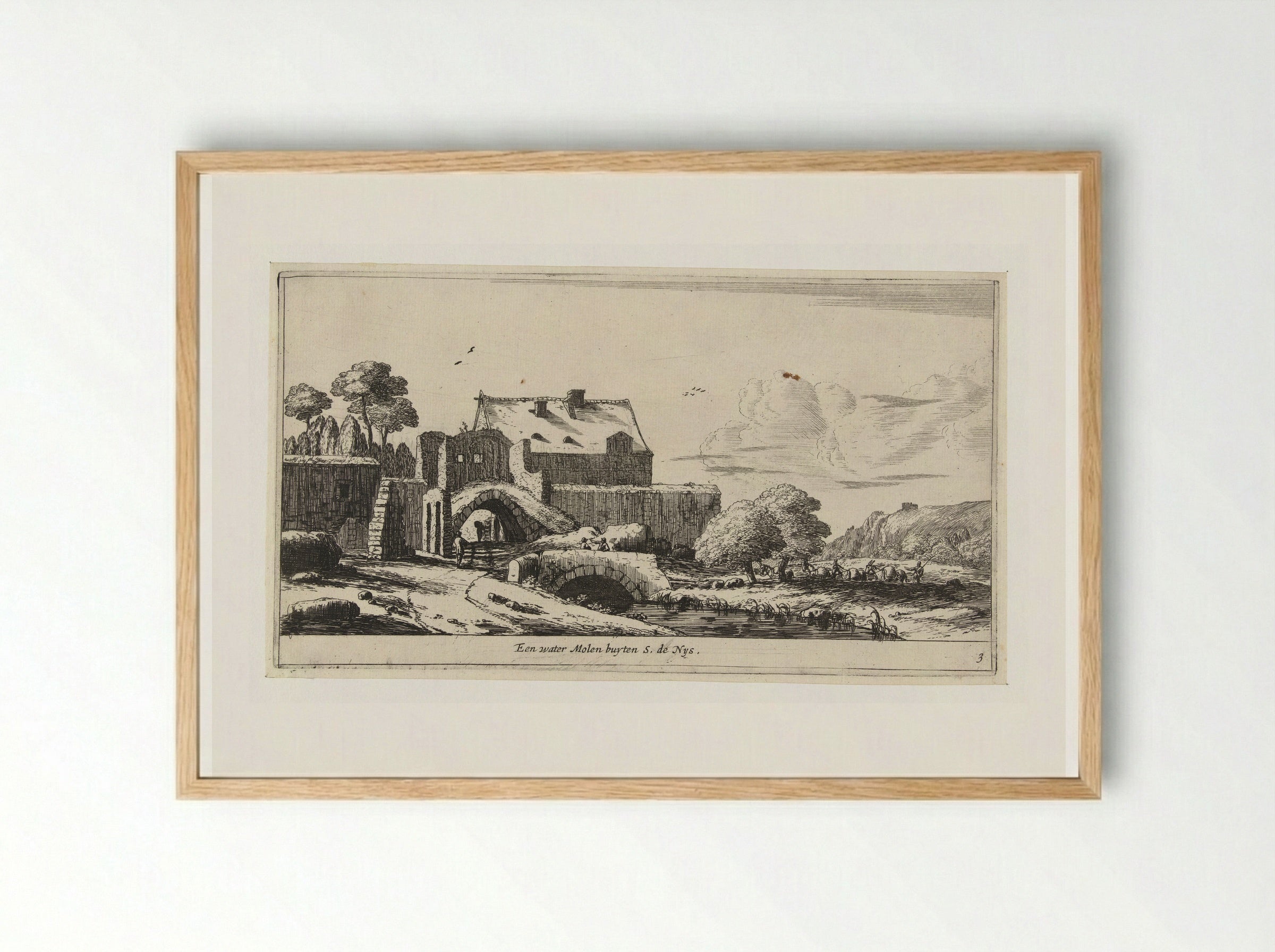 Watermolen bij Saint-Denis - Reinier Nooms - Framed Print Wood