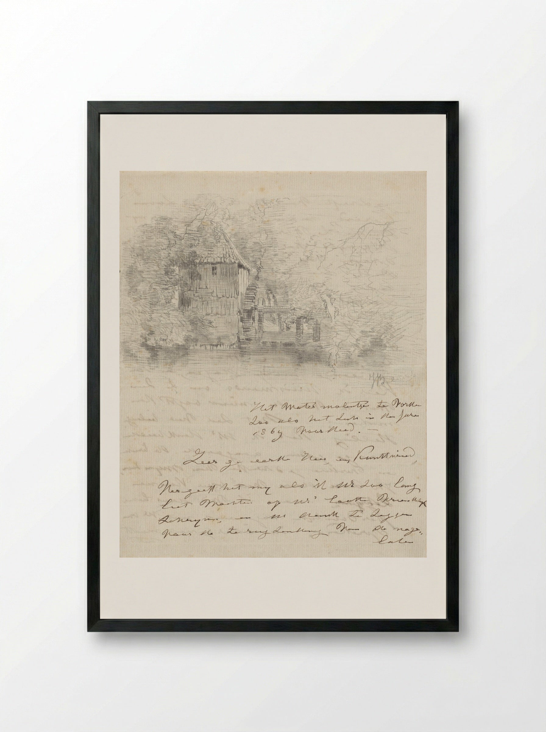 Watermolen te Vorden - Johannes Warnardus Bilders - Framed Print Black